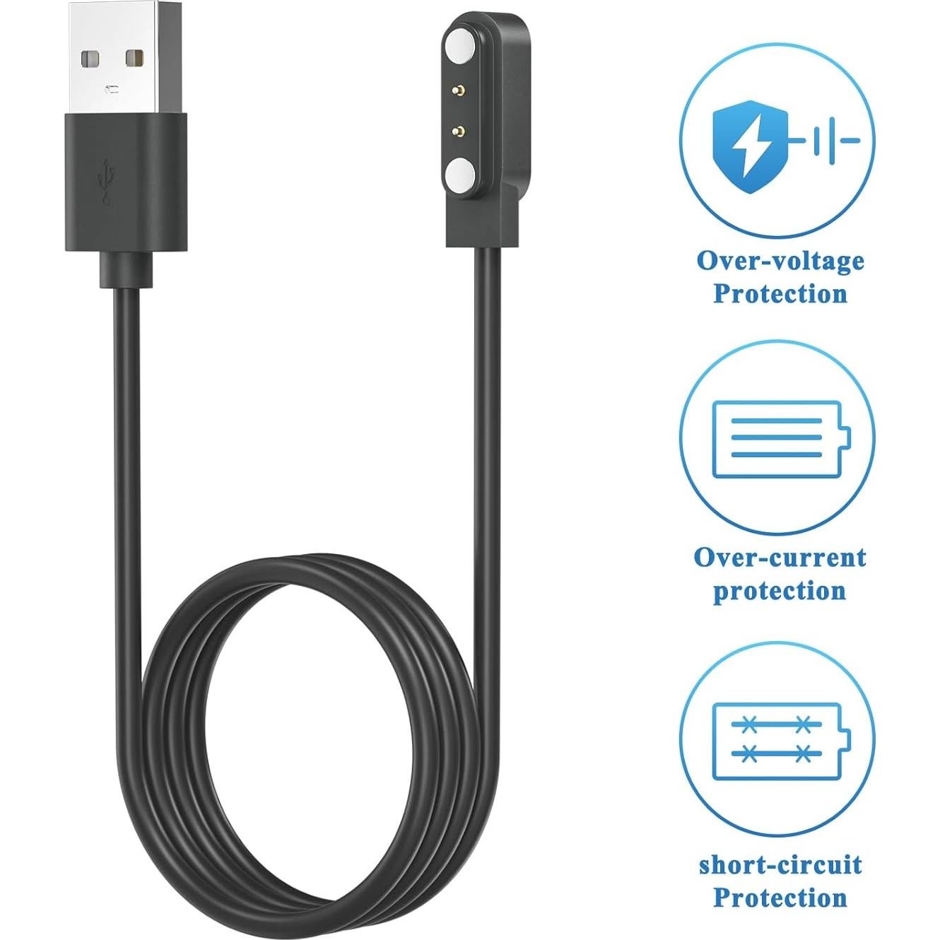 Cargador USB Magnético Meliya para Reloj Gloryfit T80 T70 T60 T50 P99 P98 1m + 1m