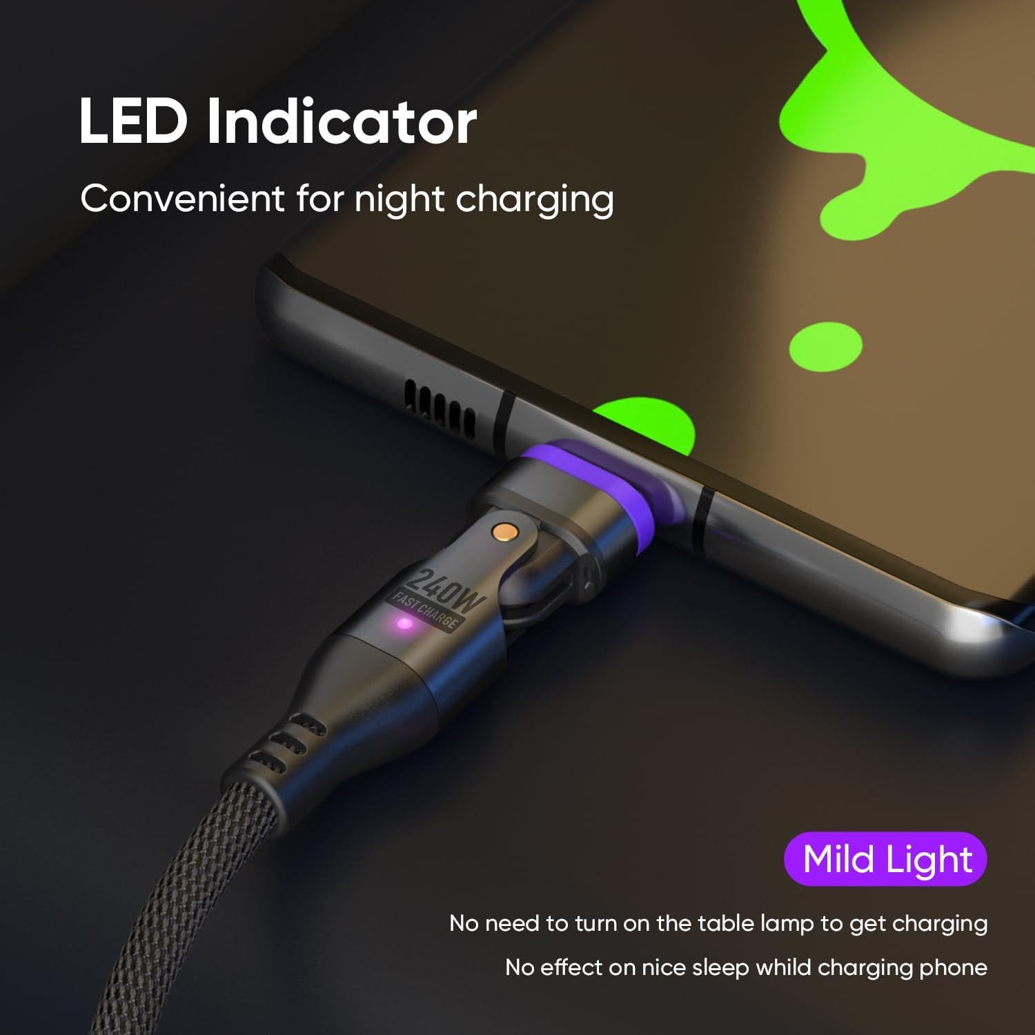 Cable de carga magnético Bojianxin 240W USB-C 1.83m