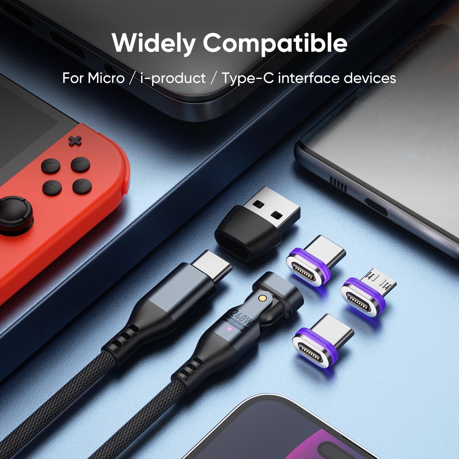 Cable de carga magnético Bojianxin 240W USB-C 1.83m