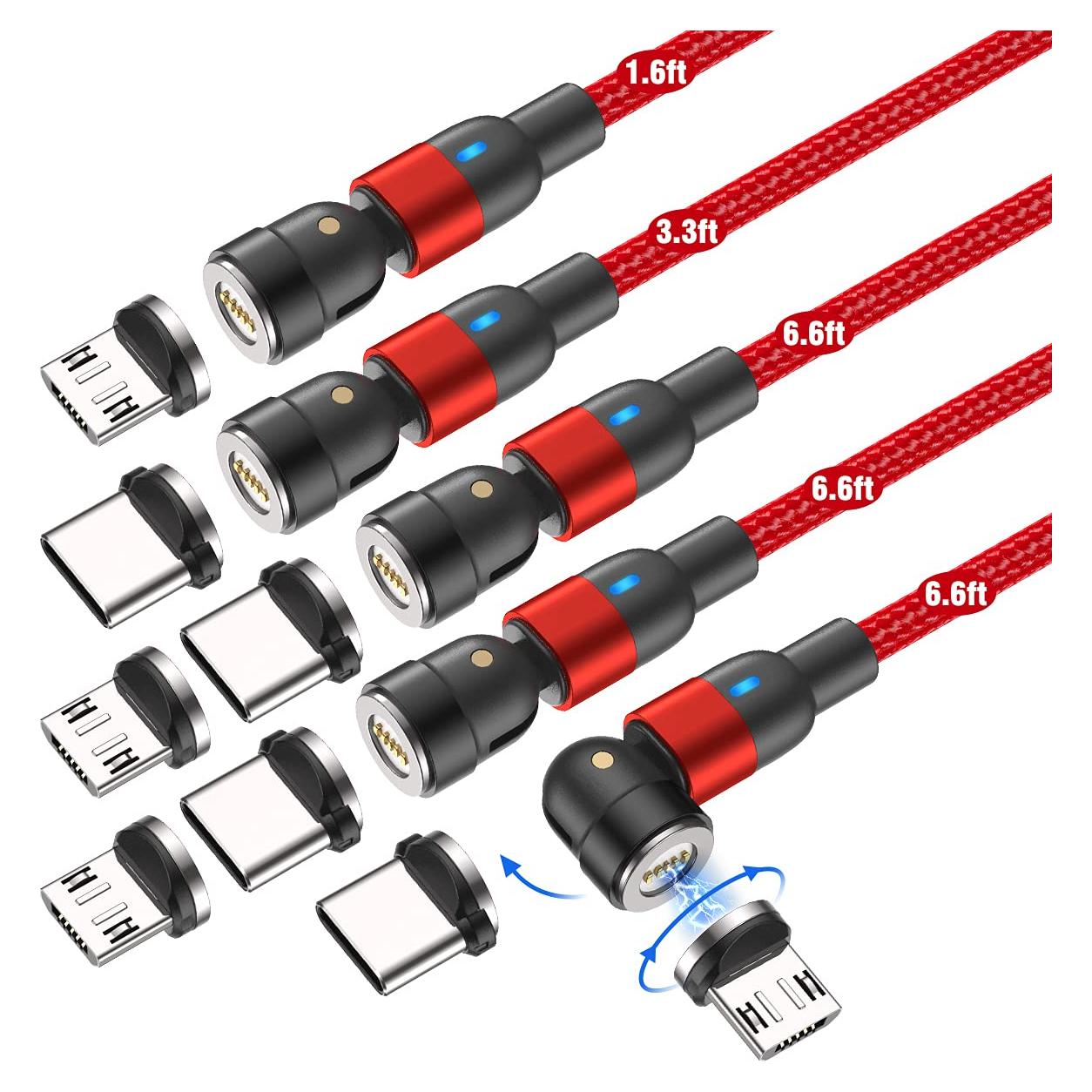 Cable de Carga Magnético AUFU 5Pack USB C 3A 0.5m-2m