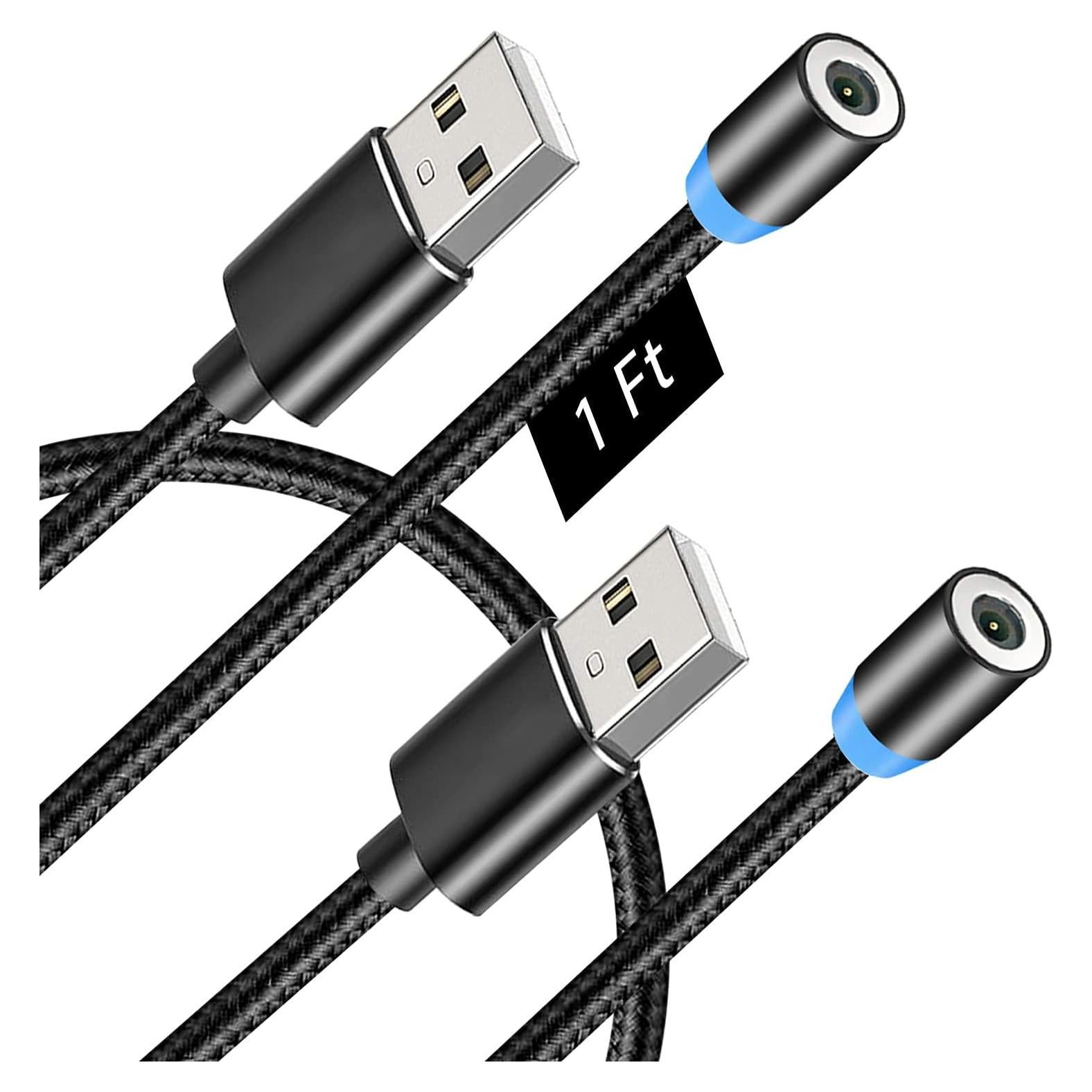 Cable de Carga Magnético Terasako 30.48 cm 2-Pack Nylon Negro