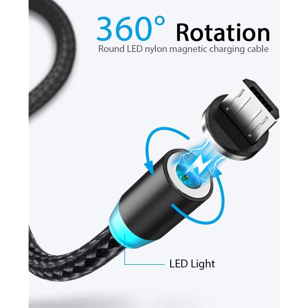 Cable de Carga Magnético Terasako 30.48 cm 2-Pack Nylon Negro