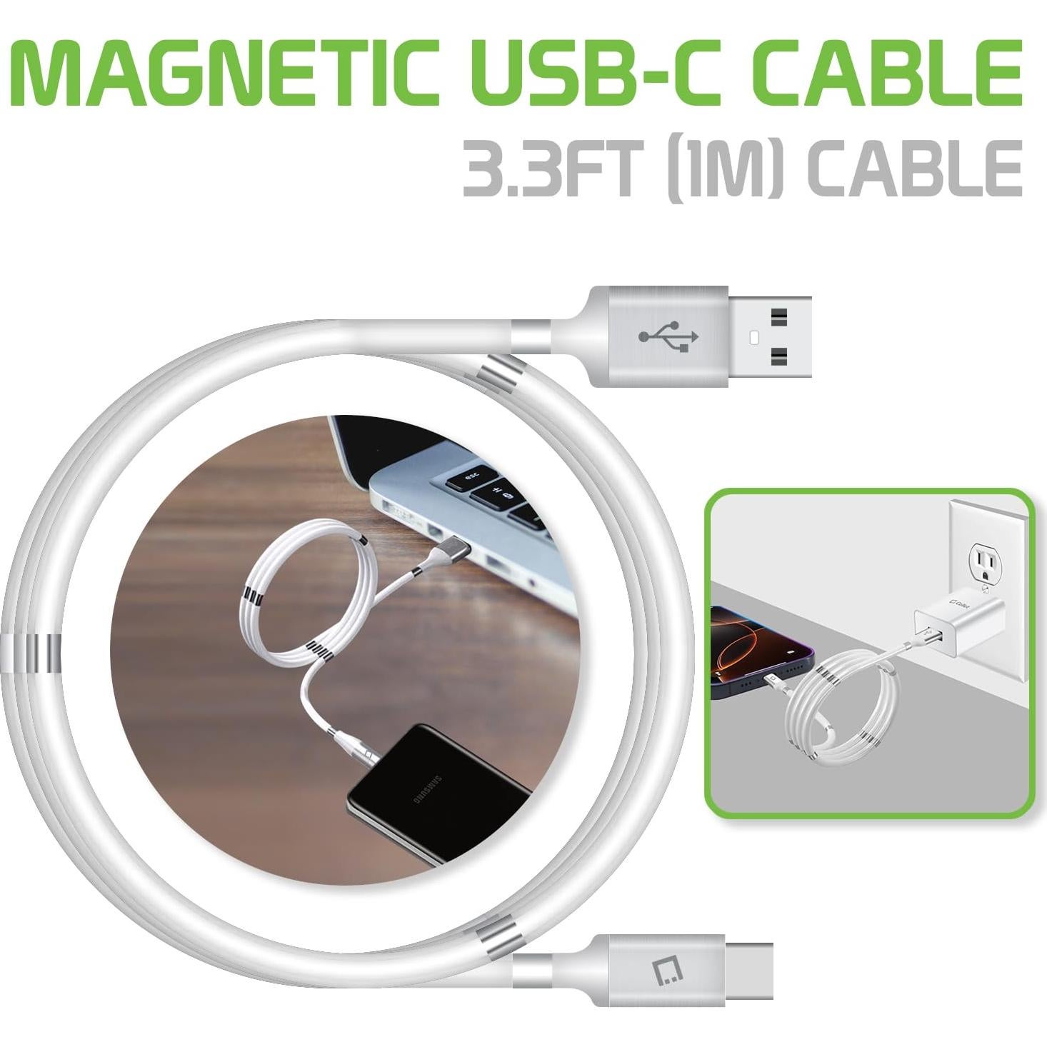 Cable de carga magnético autovolvente Cellet USB-C 1m