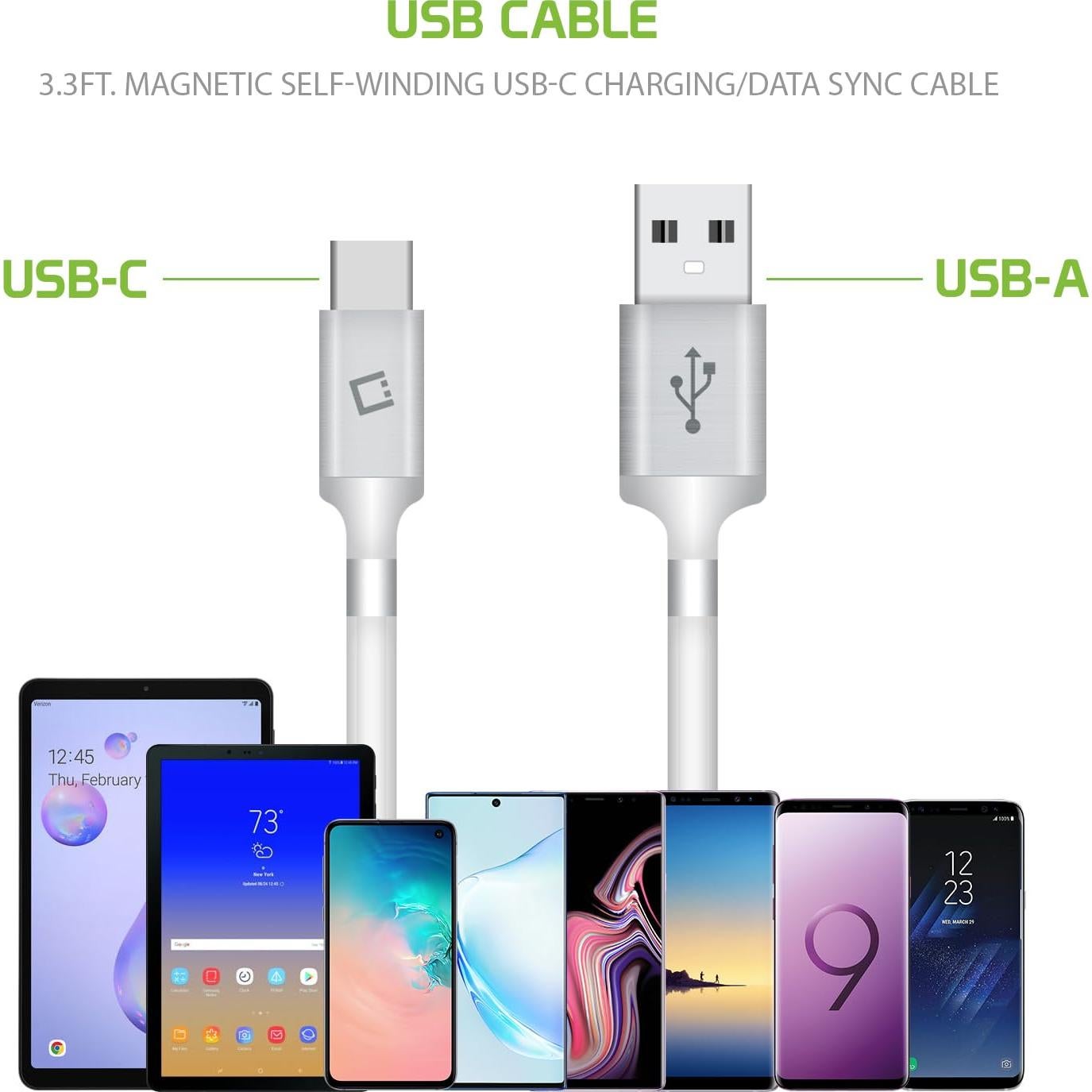 Cable de carga magnético autovolvente Cellet USB-C 1m