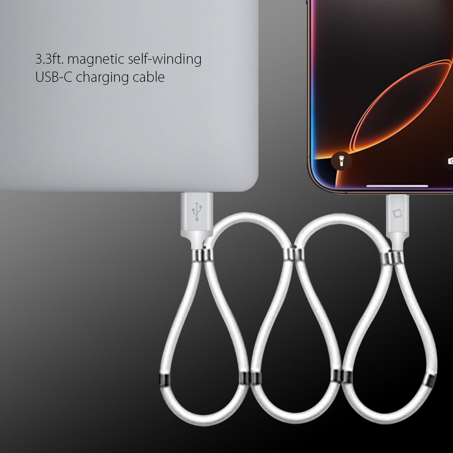 Cable de carga magnético autovolvente Cellet USB-C 1m