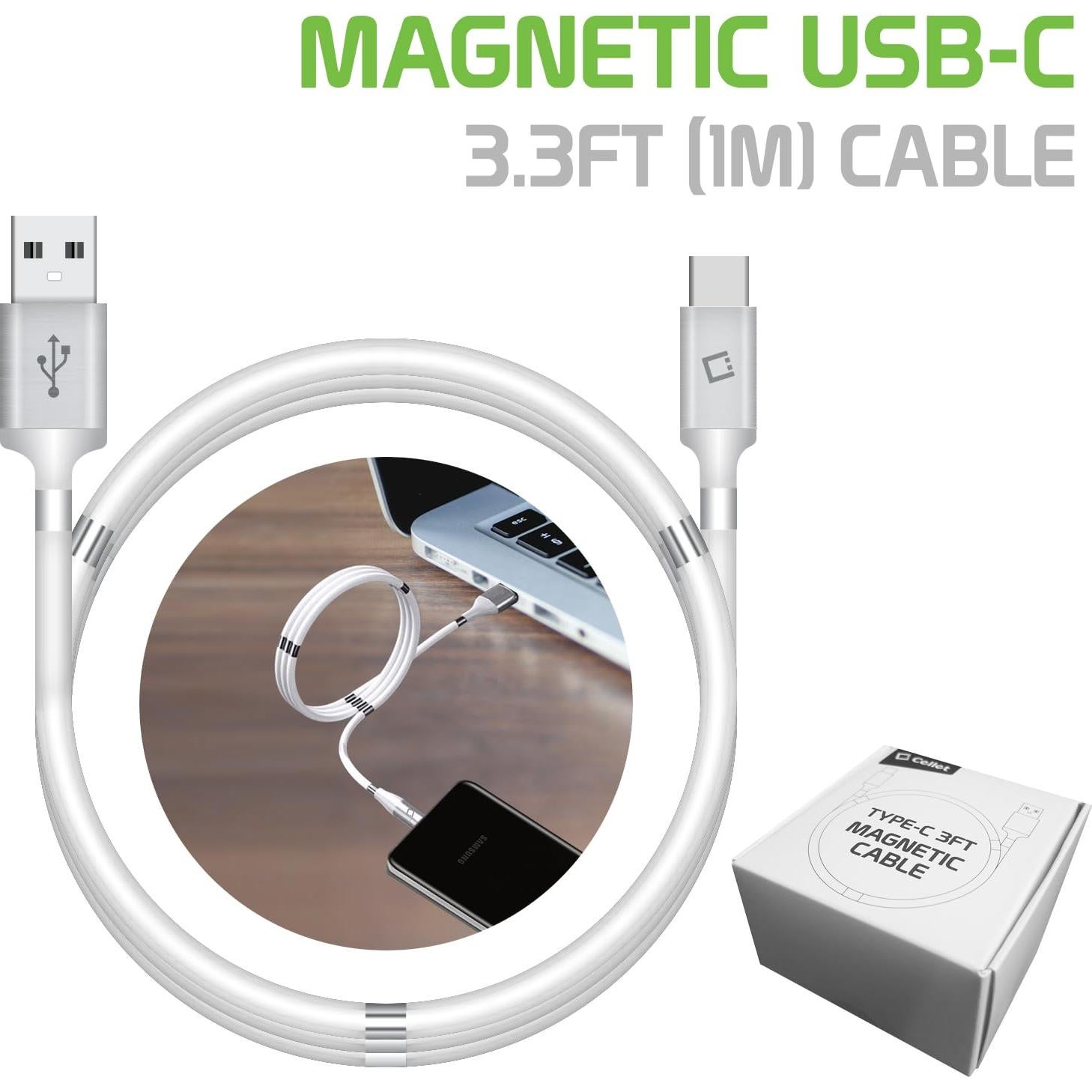 Cable de carga magnético autovolvente Cellet USB-C 1m