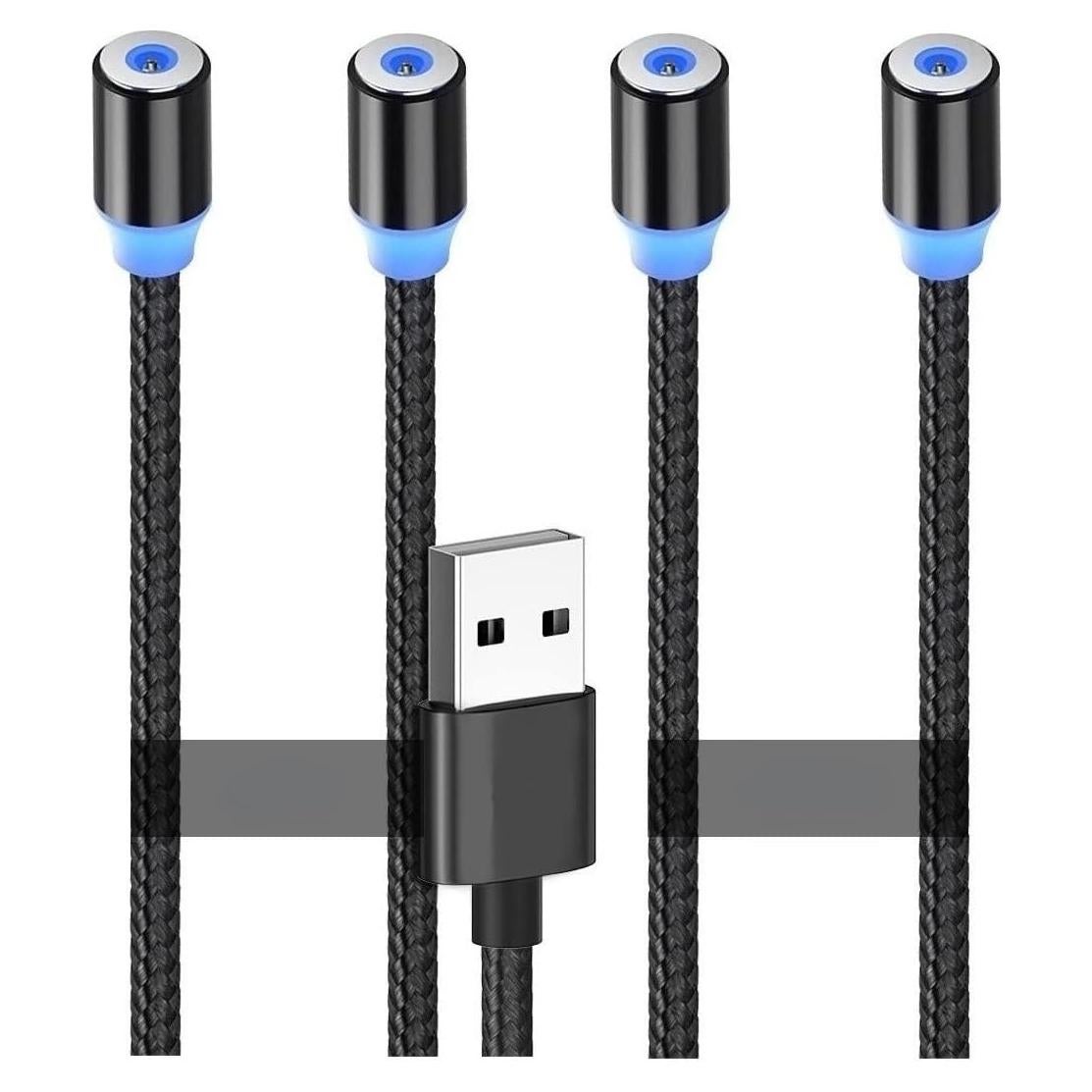 Cable de Carga Magnético Raosky 4pcs 0.2m 2.4A Nylon Trenzado