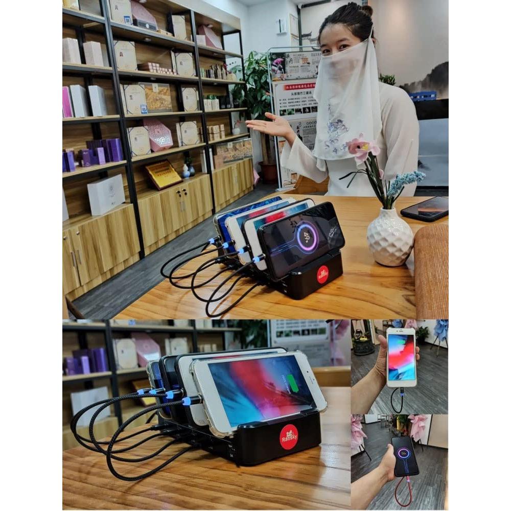 Cable de Carga Magnético Raosky 4pcs 0.2m 2.4A Nylon Trenzado