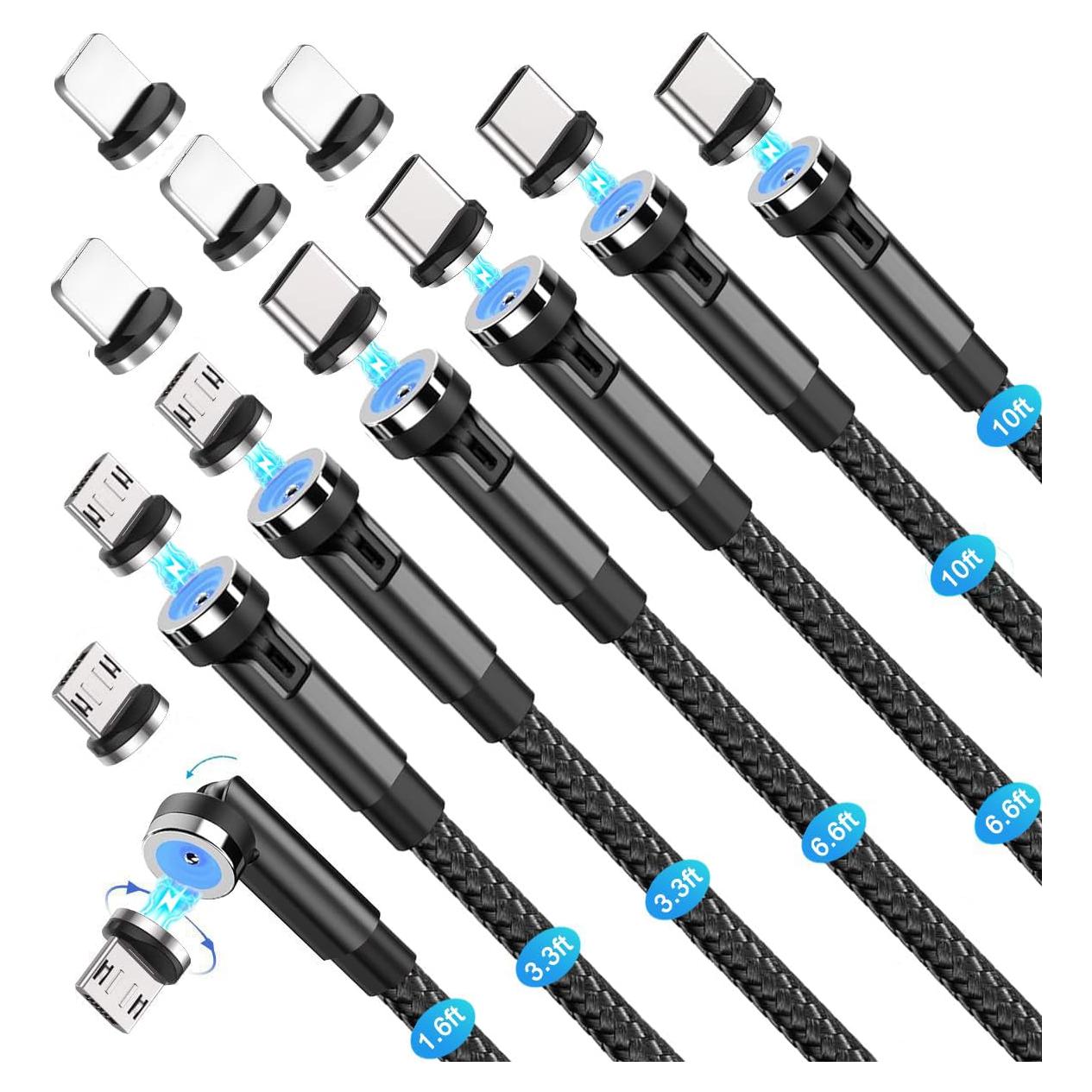 Cable de Carga Magnético 3 en 1 Bojianxin 7 Piezas 0.5m a 3m