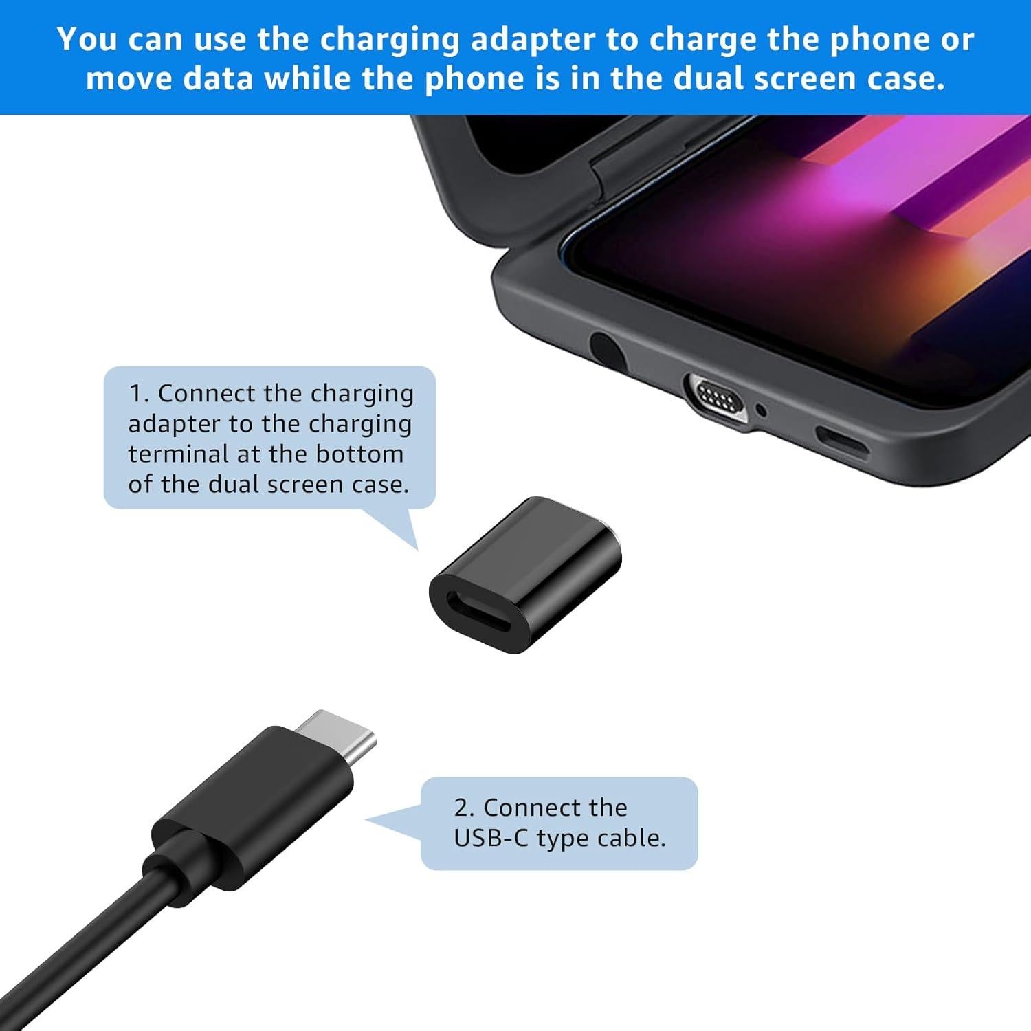 Adaptador de Carga Magnético ROUNKIN para Funda LG V60 - Negro