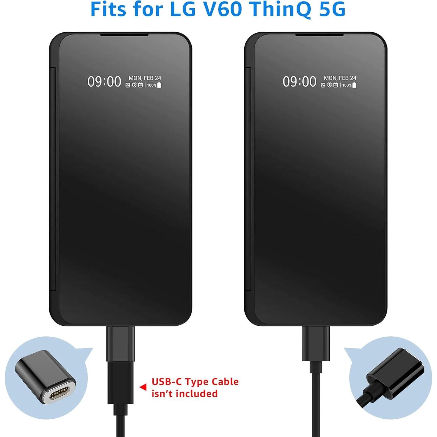 Adaptador de Carga Magnético ROUNKIN para Funda LG V60 - Negro