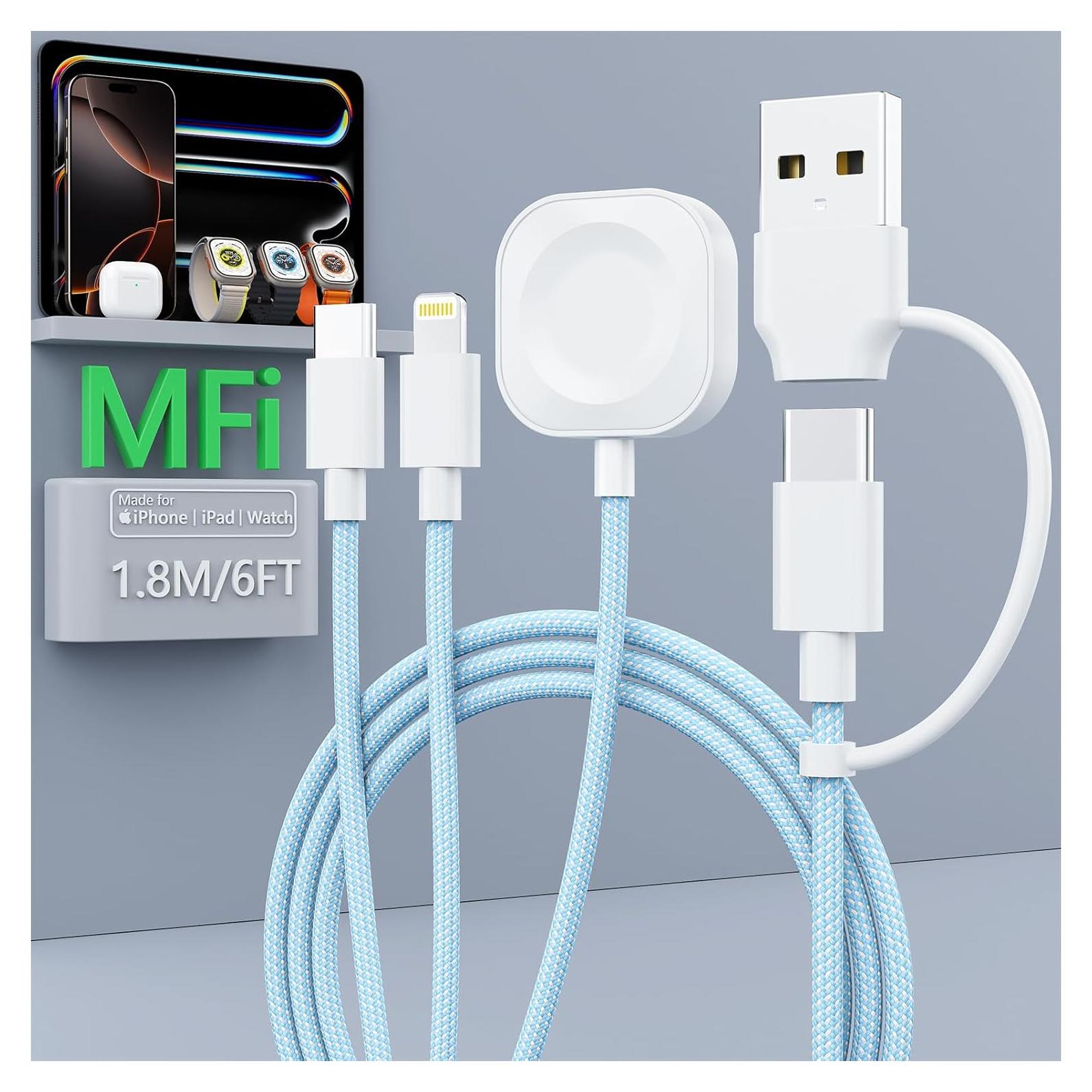 Cable de Carga Magnético 3 en 2 Quanlex 1.8M Carga Rápida