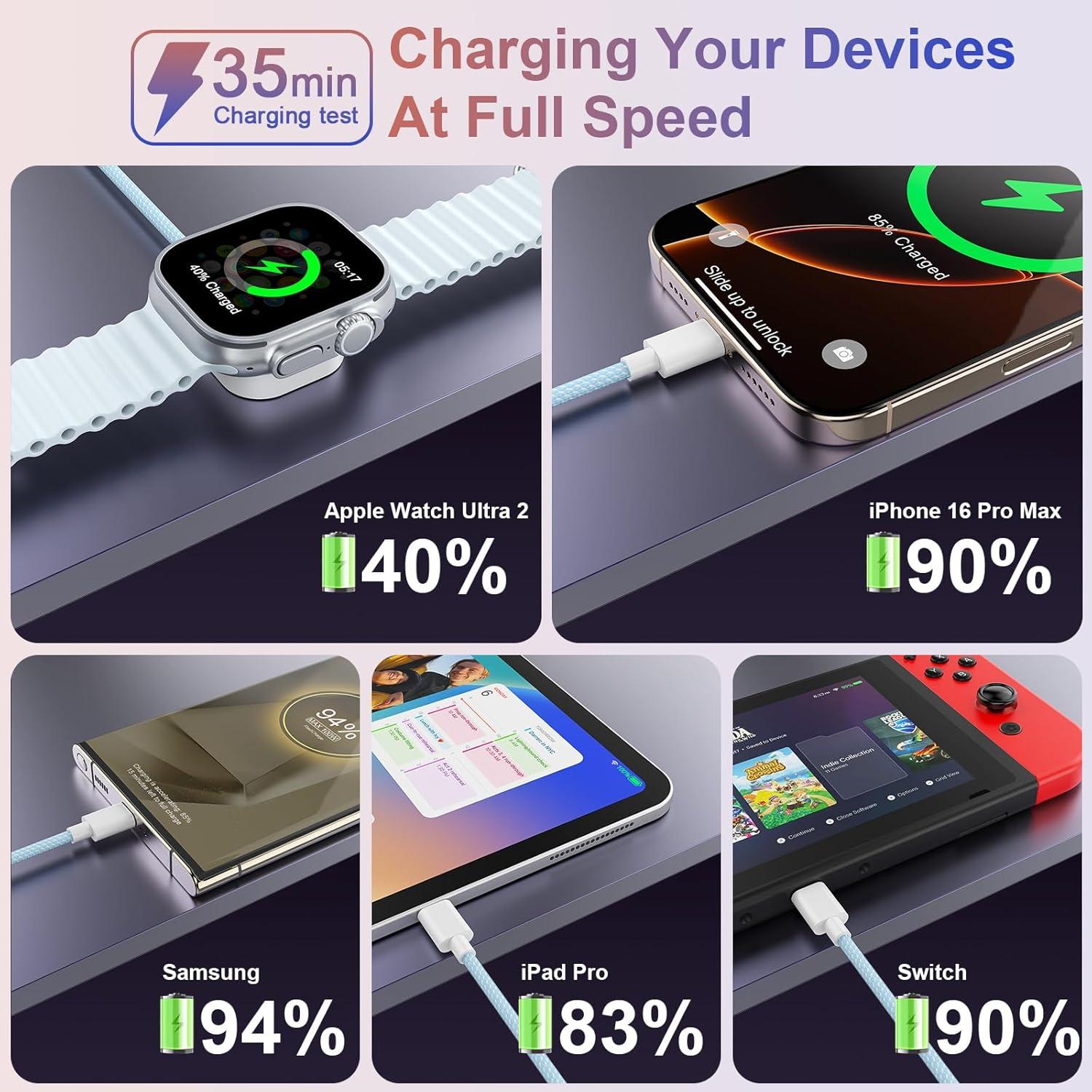 Cable de Carga Magnético 3 en 2 Quanlex 1.8M Carga Rápida