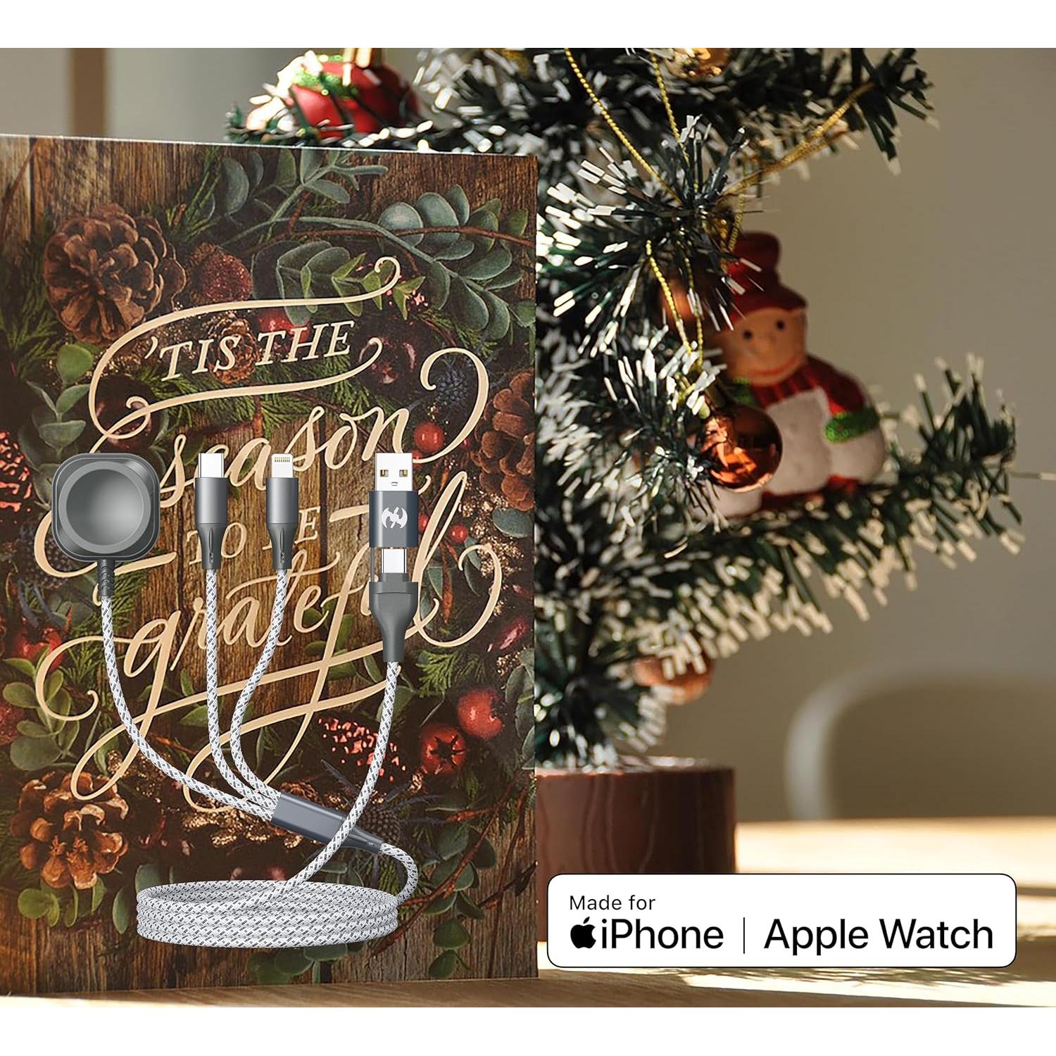 Cable de Carga Múltiple 3 en 2 IDISON 1.8m para Apple Watch