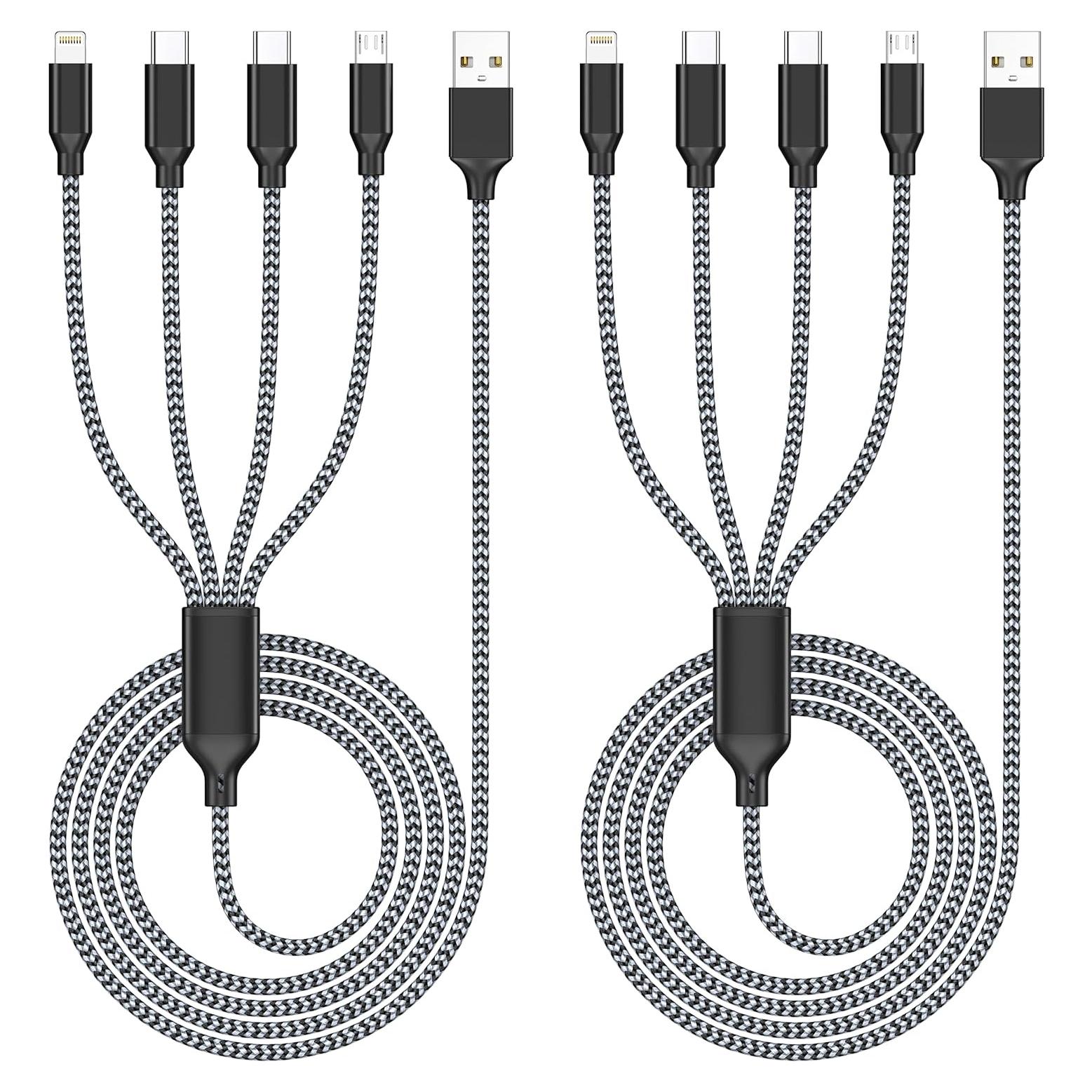 Cable de Carga Múltiple 6 en 1 HYXing 1.2m para iPhone y USB-C