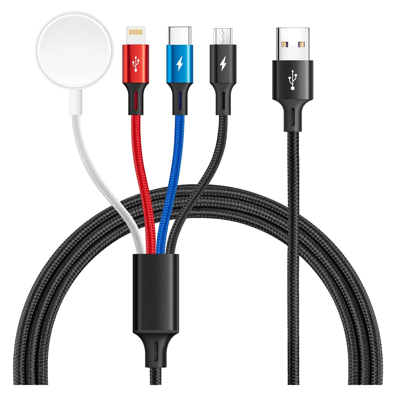 Cable de Carga Múltiple 4 en 1 Minlu 1.83m Nylon Trenzado