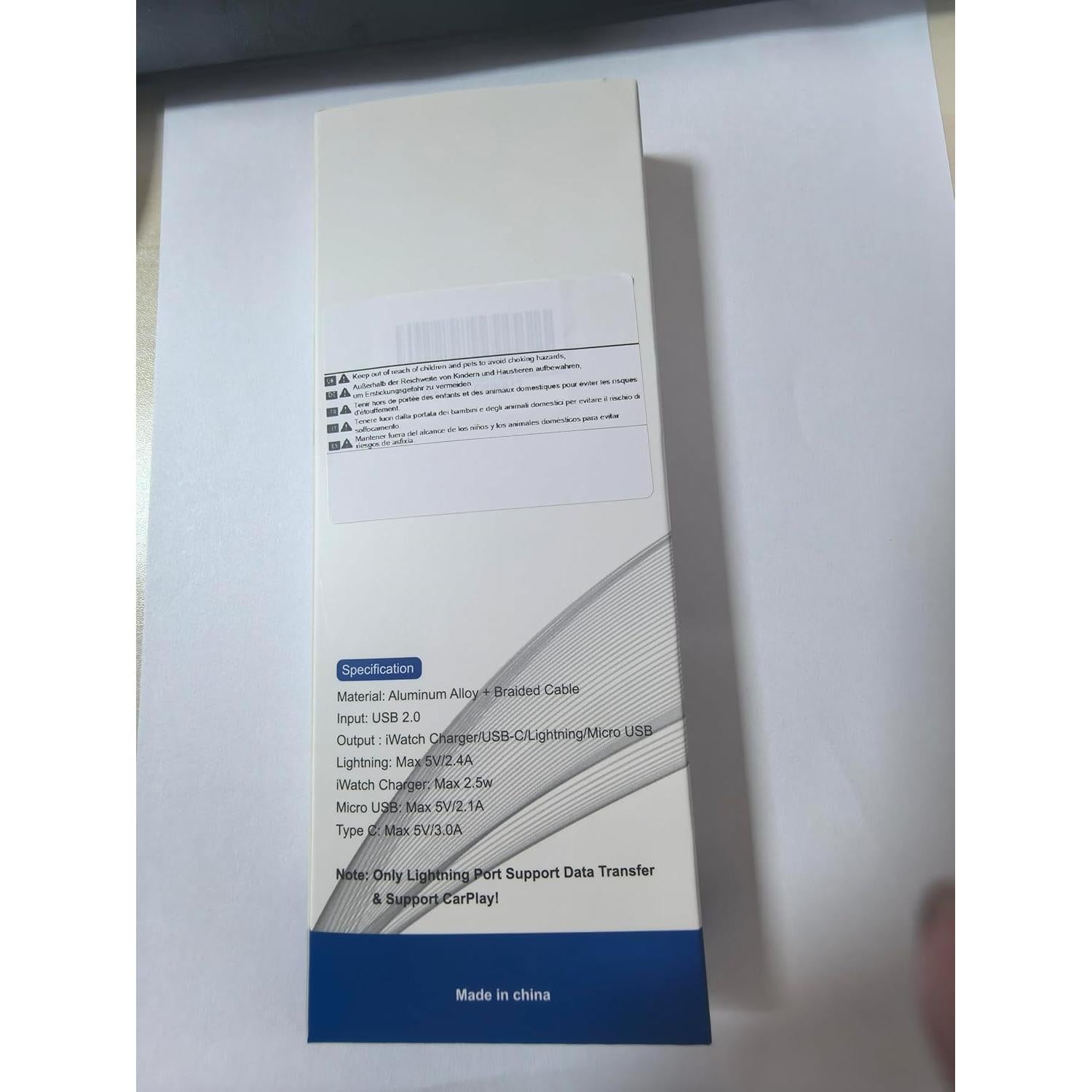 Cable de Carga Múltiple 4 en 1 Minlu 1.83m Nylon Trenzado