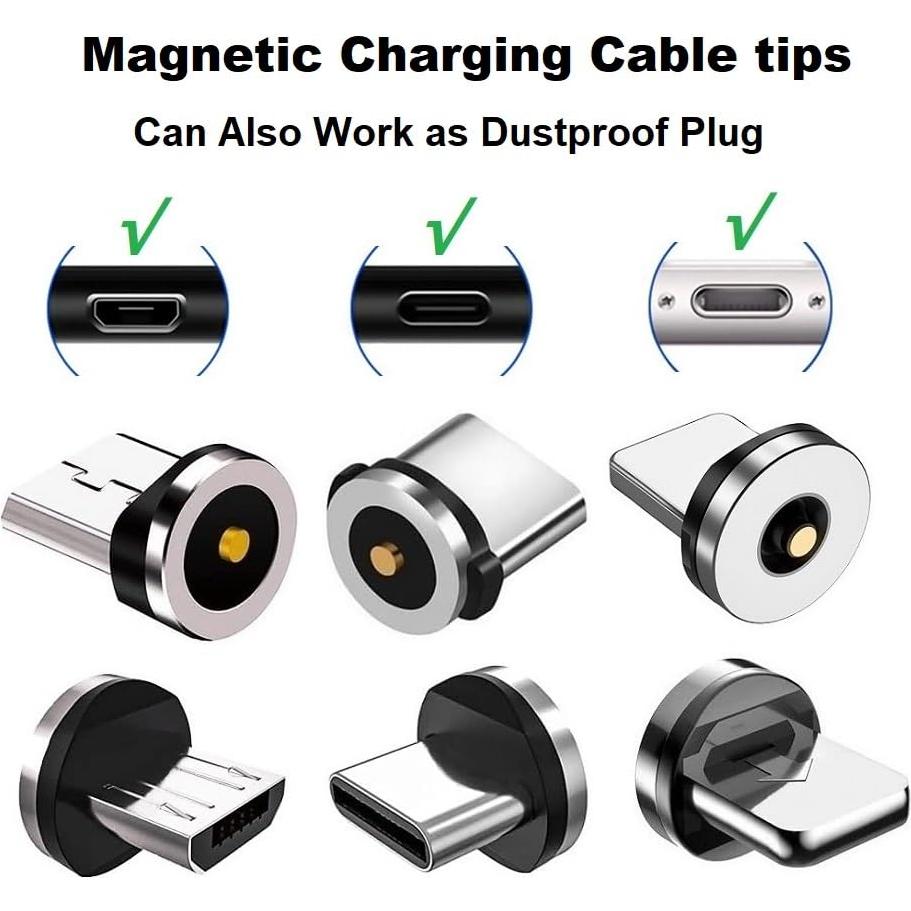 Puntas de Carga Magnéticas 15pcs Raosky USB-C/iOS/Micro