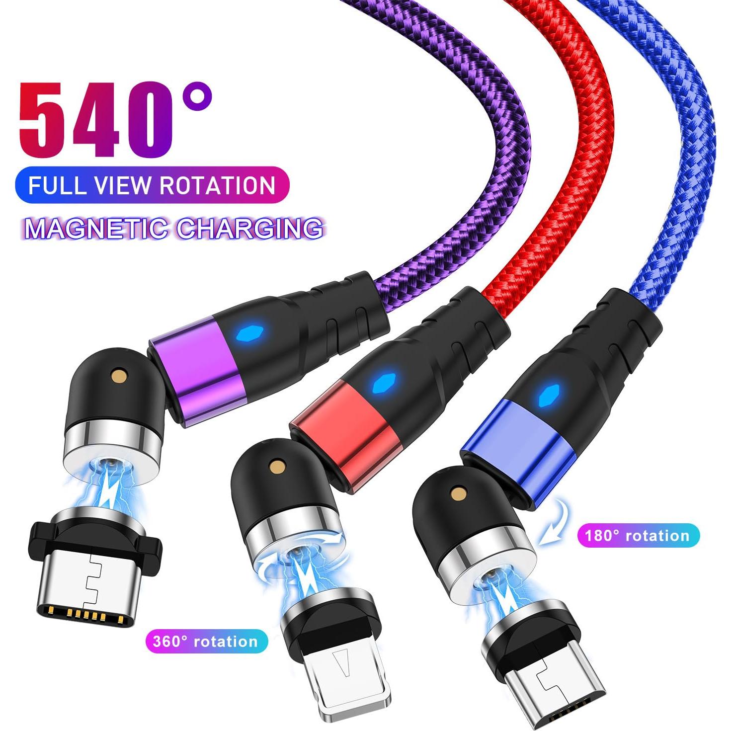 Cable de Carga Magnético 3 en 1 VKEFICEA 4-Pack 1-3 m