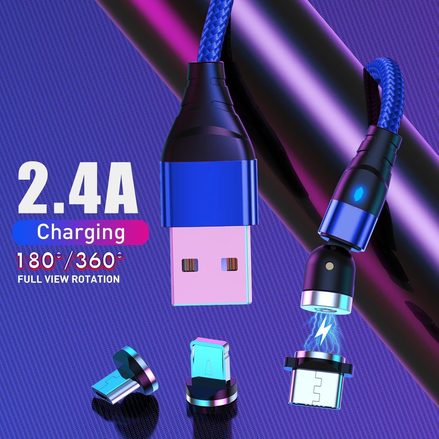Cable de Carga Magnético 3 en 1 VKEFICEA 4-Pack 1-3 m