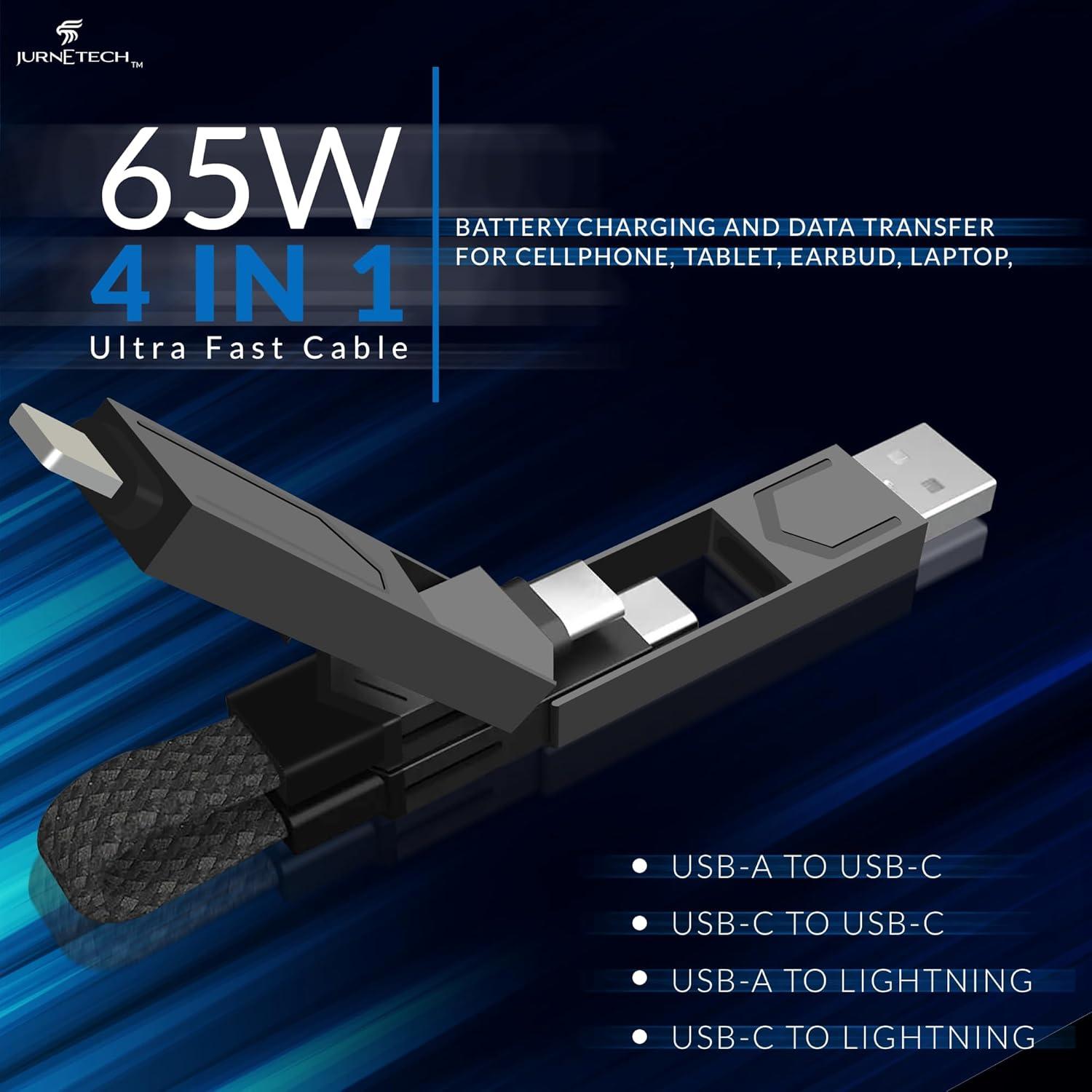 Cable de carga múltiple magnético JURNETECH 4 en 1 65W LED
