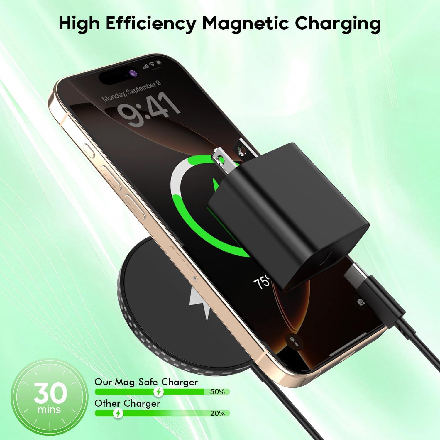 Cargador Inalámbrico Magnético Apple Mag-Safe 15W 2M Negro