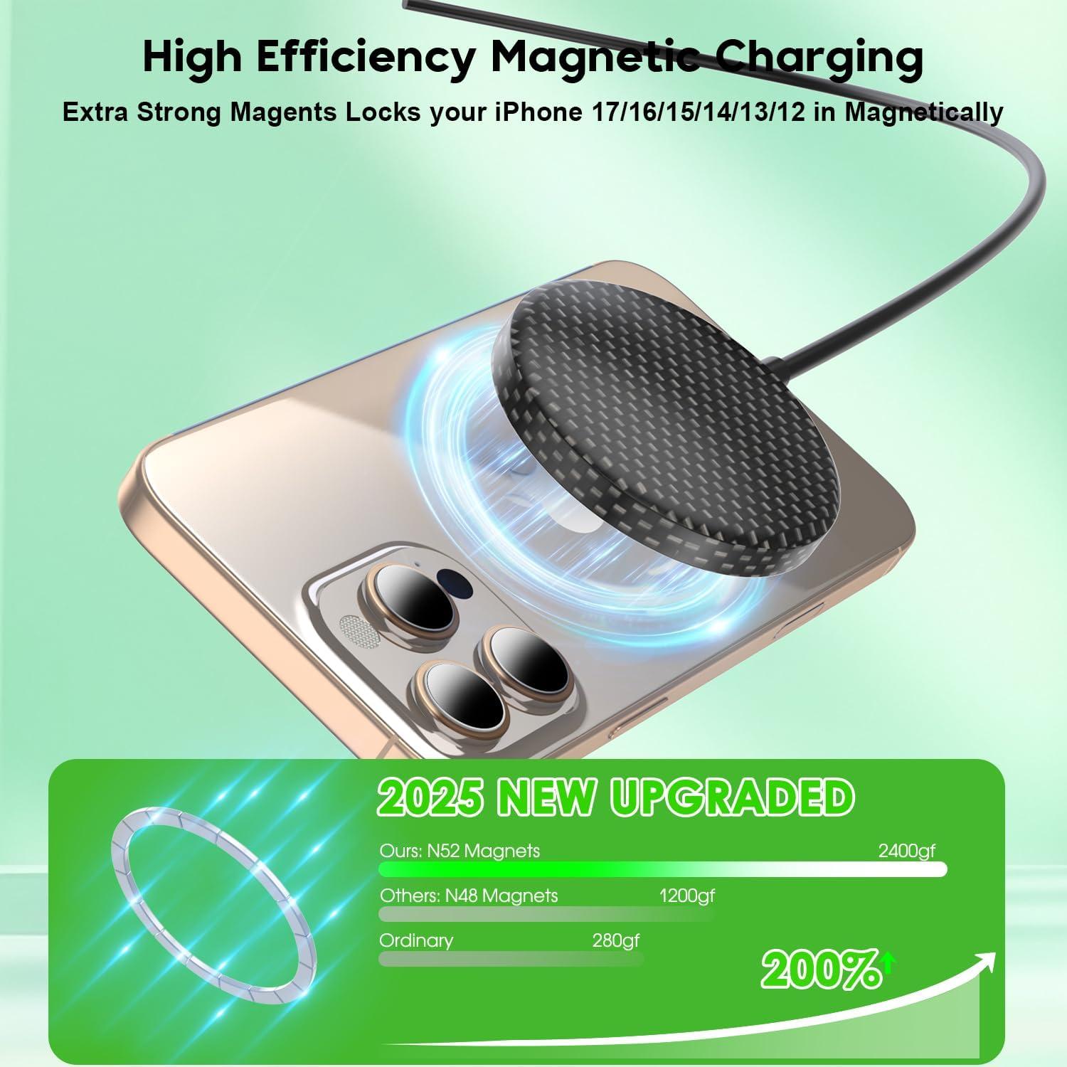 Cargador Inalámbrico Magnético Apple Mag-Safe 15W 2M Negro