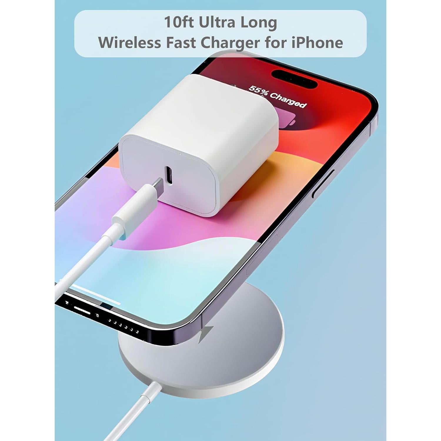 Cargador Inalámbrico Magnético 15W Apple 2Set 10ft