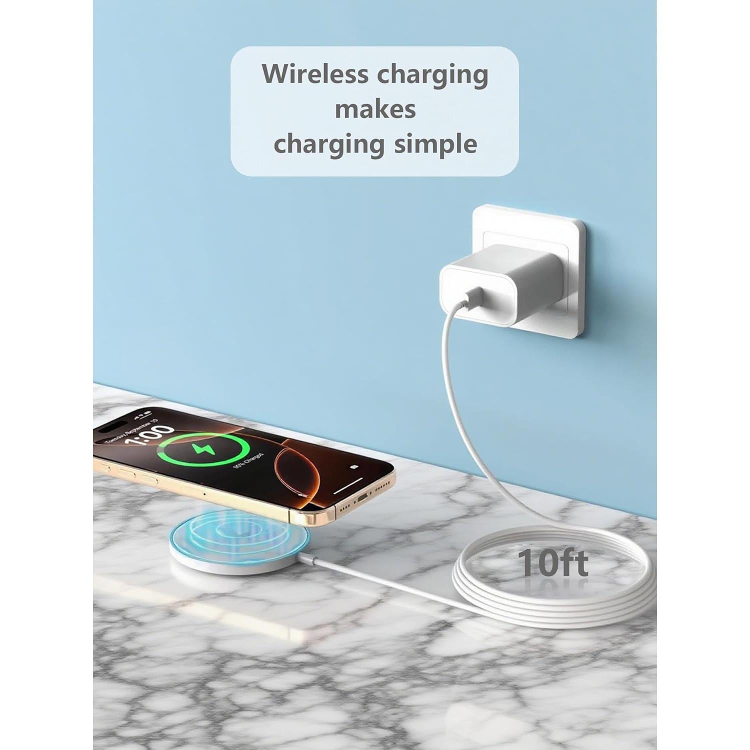 Cargador Inalámbrico Magnético 15W Apple 2Set 10ft