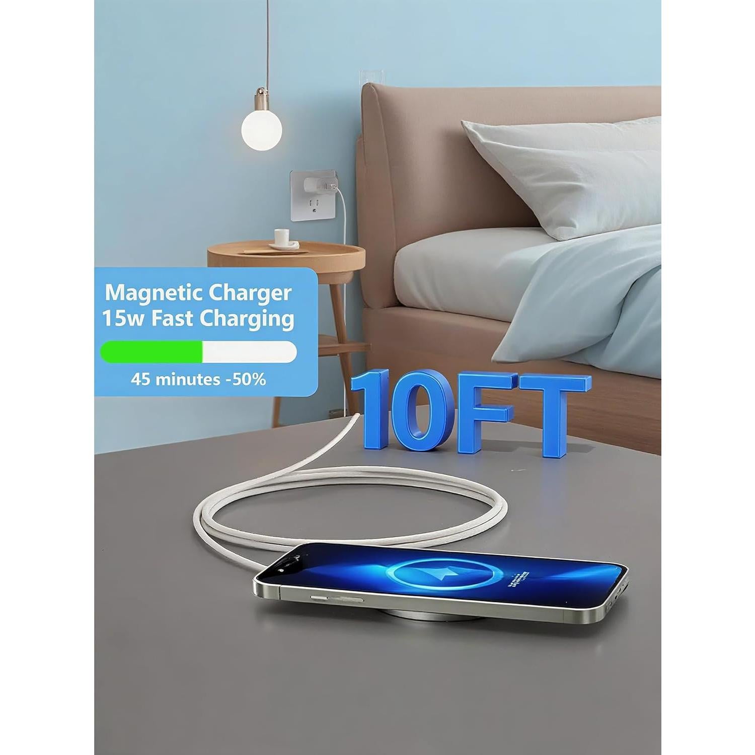 Cargador Inalámbrico Magnético 15W Apple 2Set 10ft