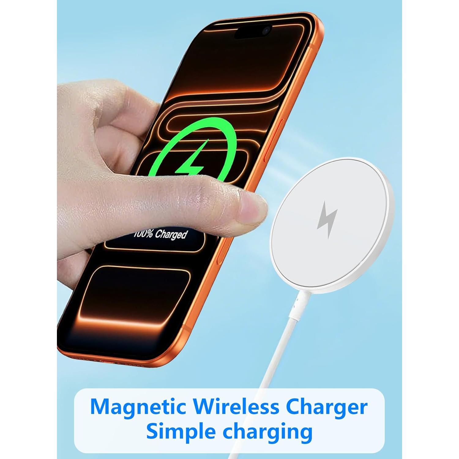 Cargador Inalámbrico Magnético 15W Apple 2Set 10ft