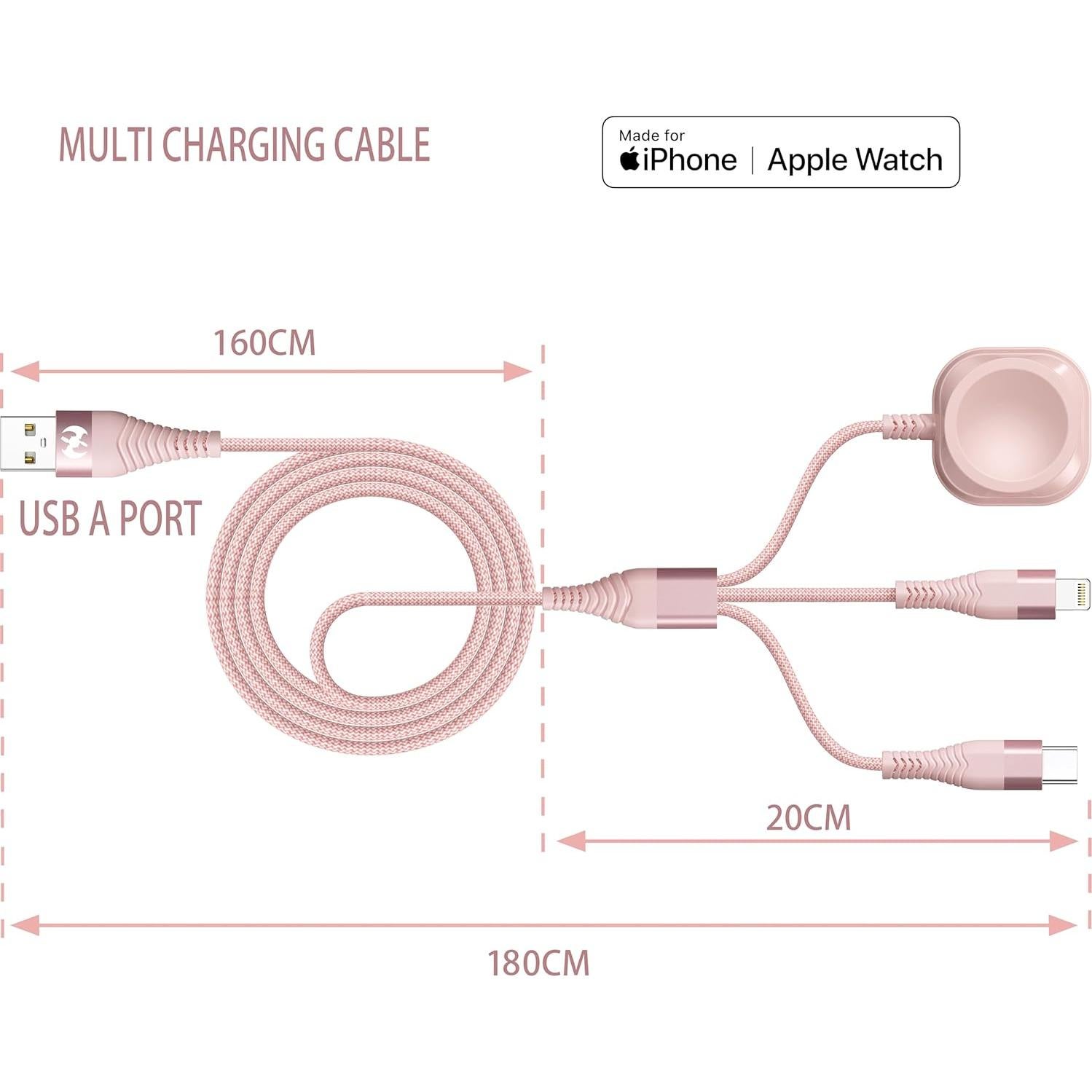 Cable de Carga Múltiple 3 en 1 Xnewcable 1.83m USB-C Lightning