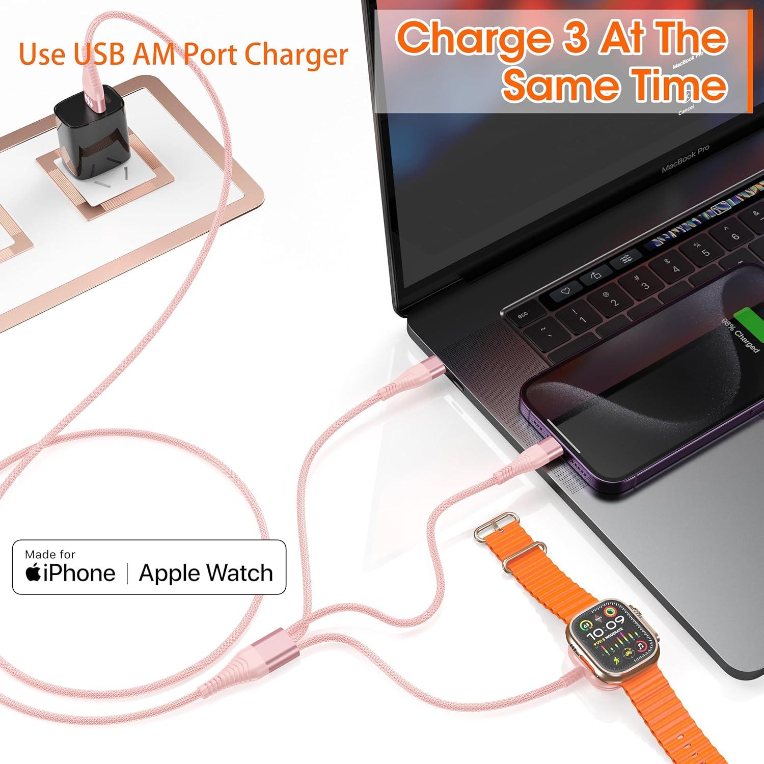 Cable de Carga Múltiple 3 en 1 Xnewcable 1.83m USB-C Lightning