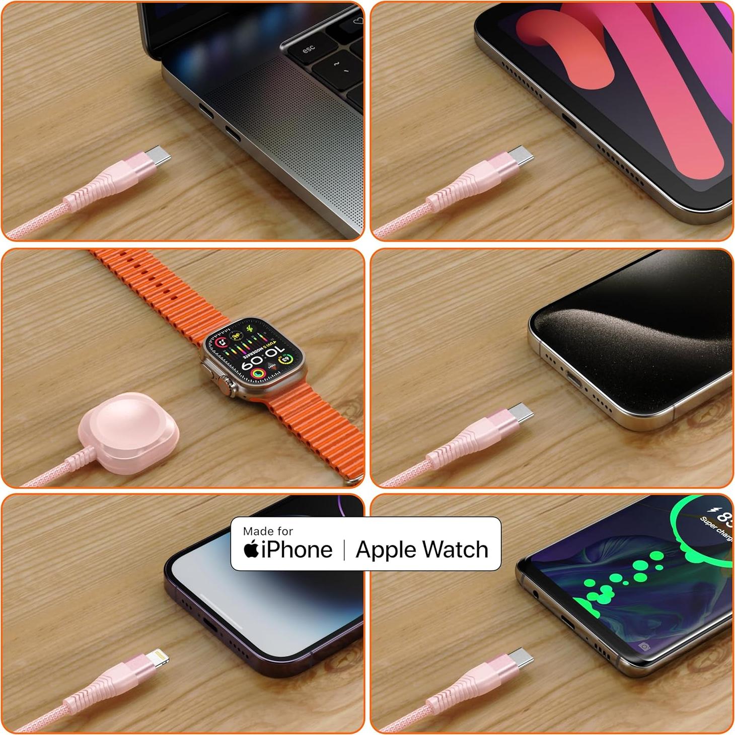 Cable de Carga Múltiple 3 en 1 Xnewcable 1.83m USB-C Lightning