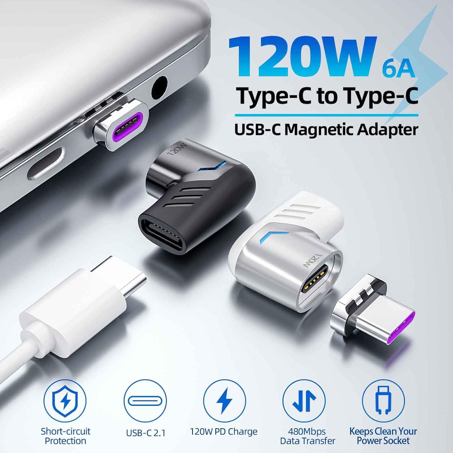 Adaptador USB C Magnético Sisyphy 100W 480Mbps Negro