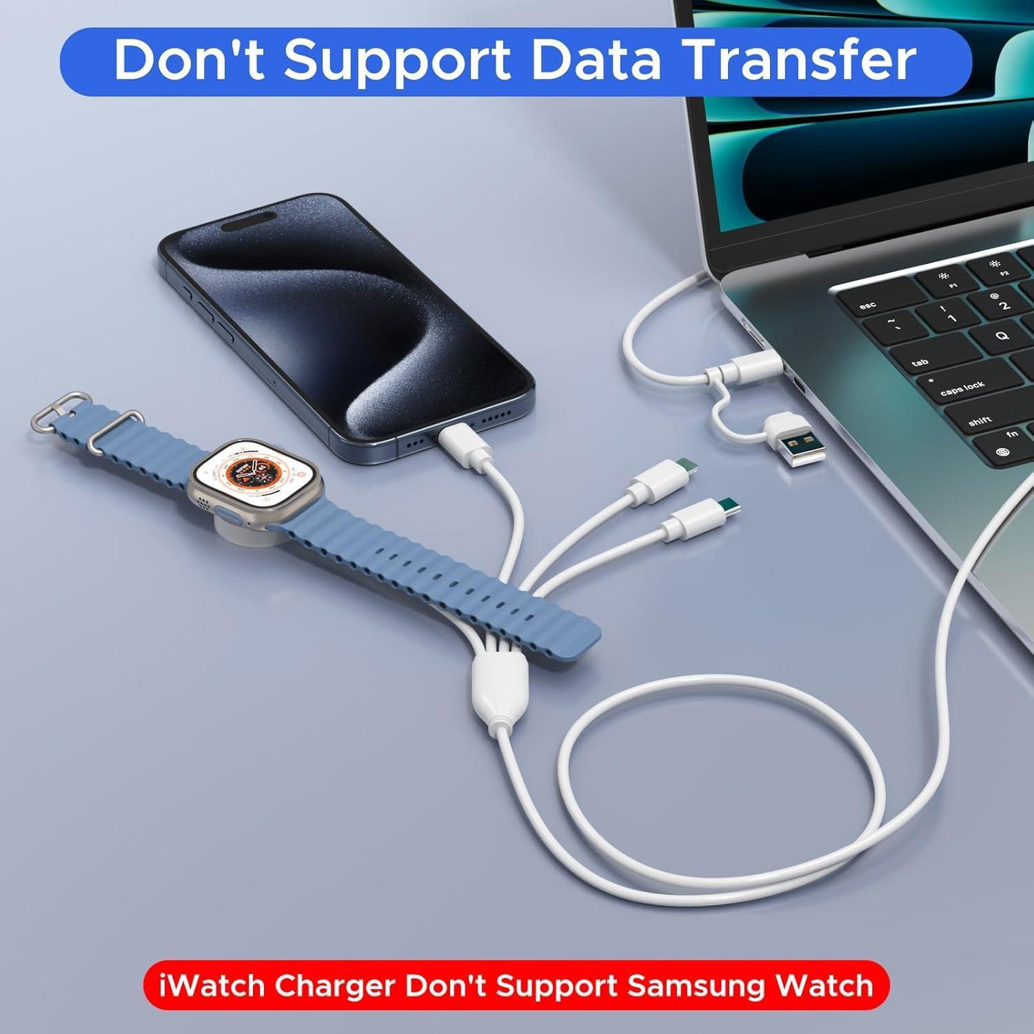 Cable de carga múltiple Amasuki 4 en 2 USB C para iPhone y iWatch