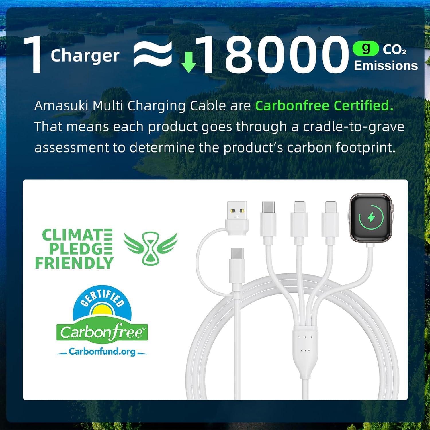 Cable de carga múltiple Amasuki 4 en 2 USB C para iPhone y iWatch