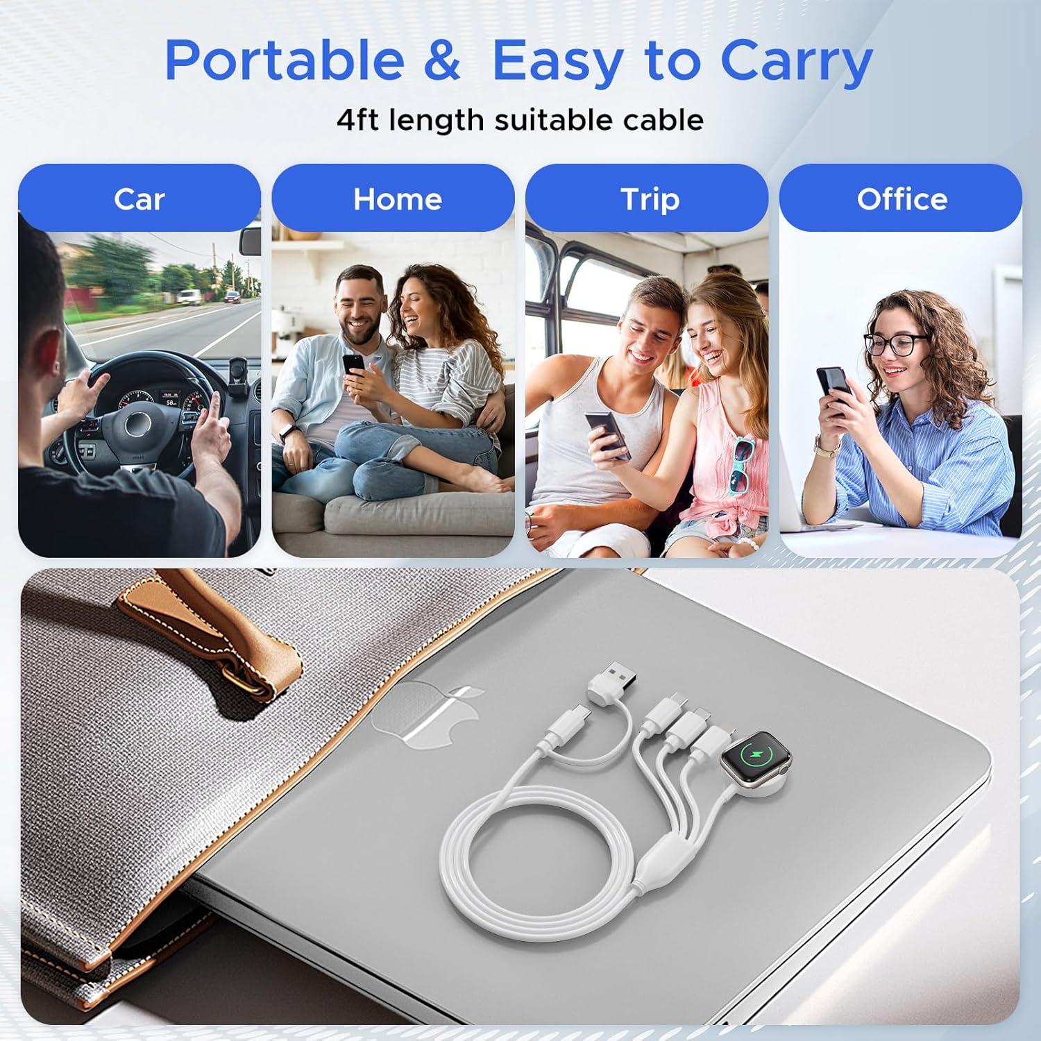 Cable de carga múltiple Amasuki 4 en 2 USB C para iPhone y iWatch