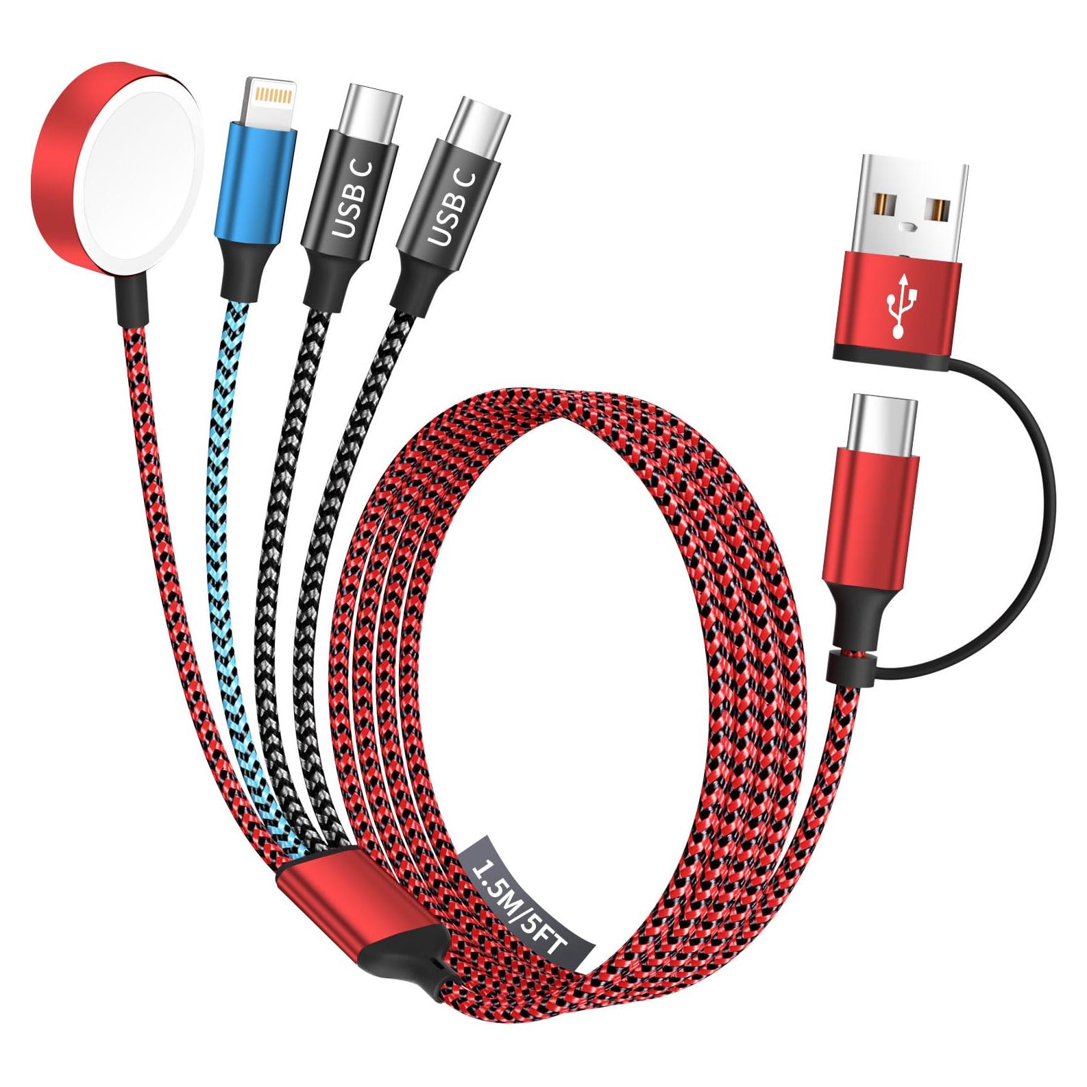Cable de Carga Multi 4 en 2 Firsting 5FT para Apple Watch y iPhone