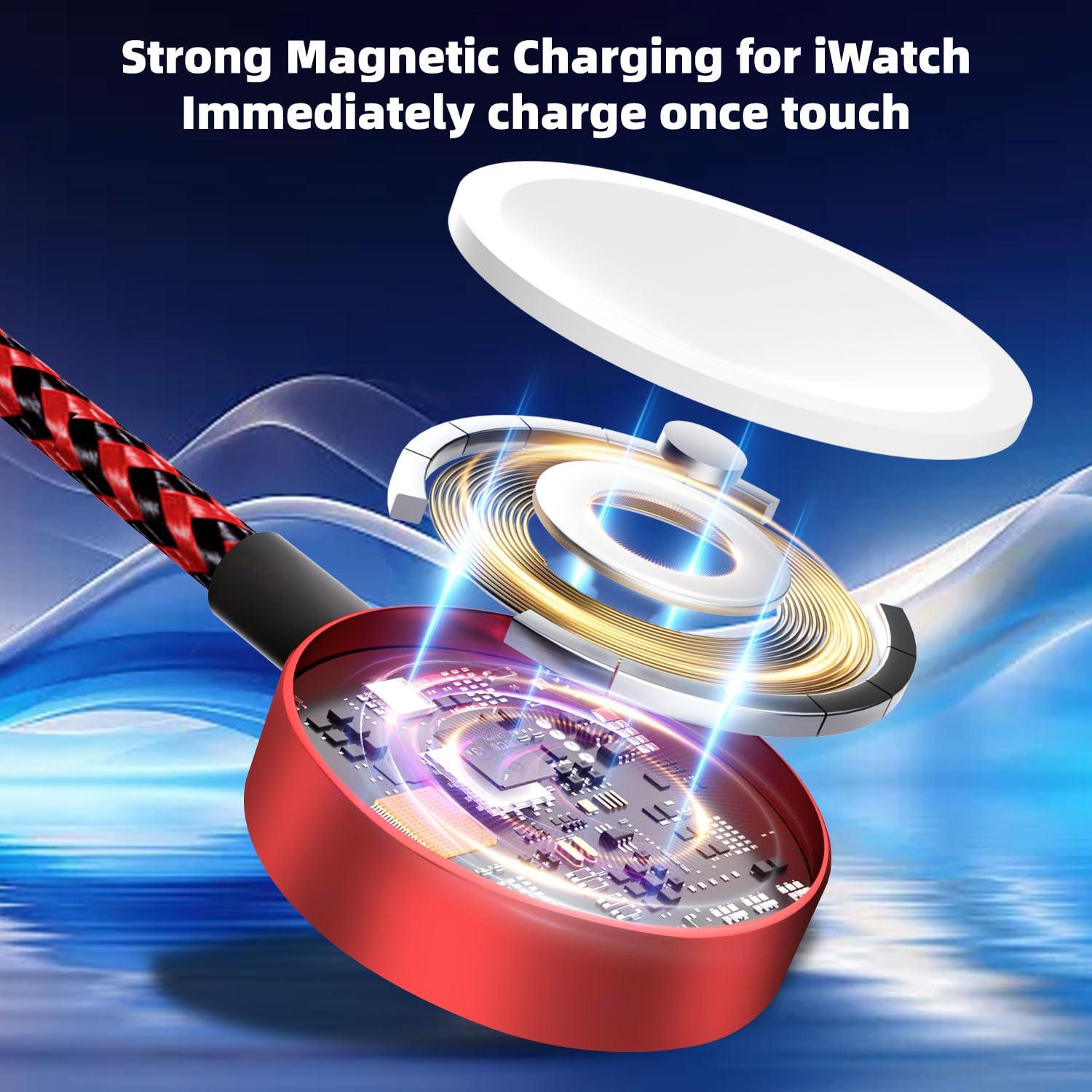 Cable de Carga Multi 4 en 2 Firsting 5FT para Apple Watch y iPhone