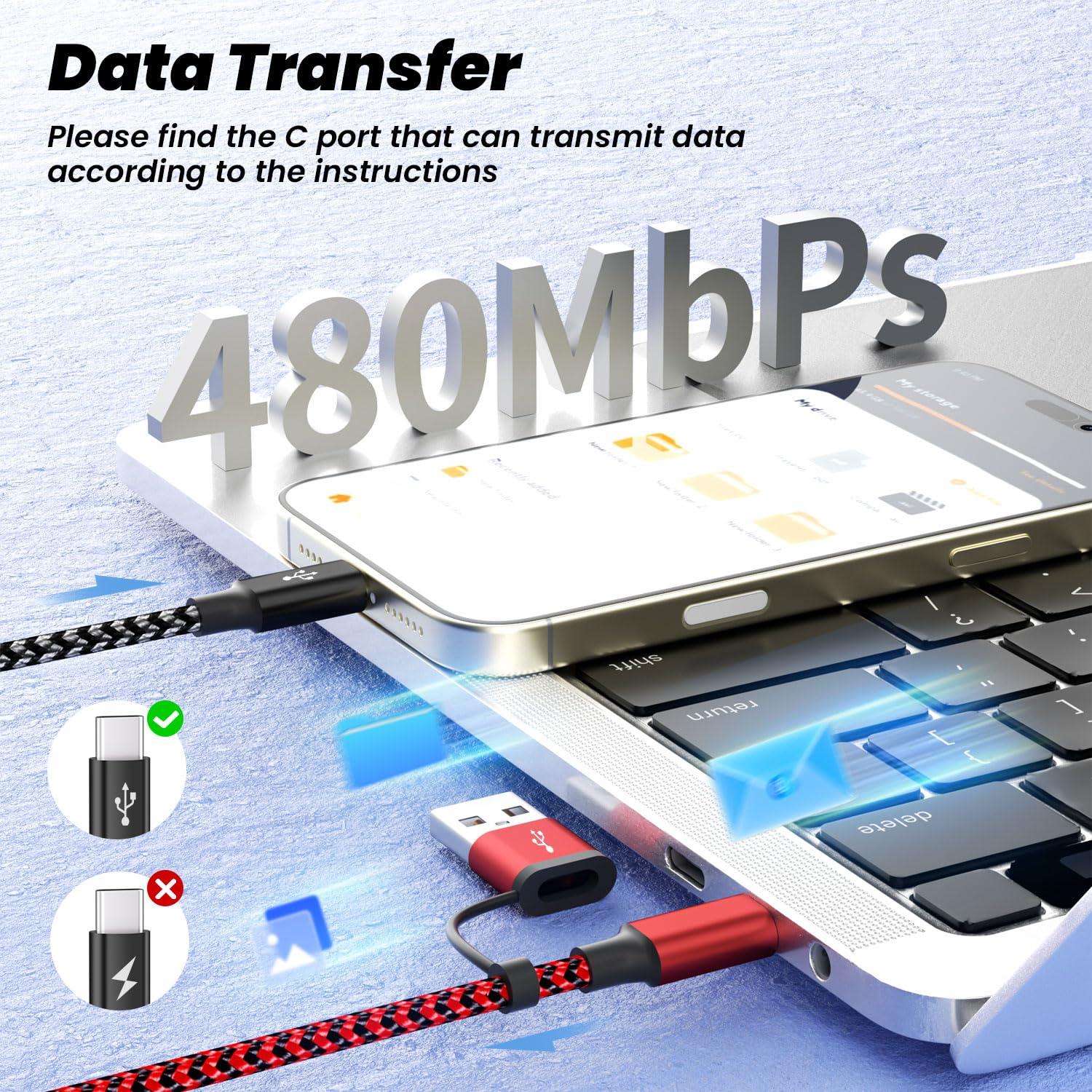 Cable de Carga Multi 4 en 2 Firsting 5FT para Apple Watch y iPhone