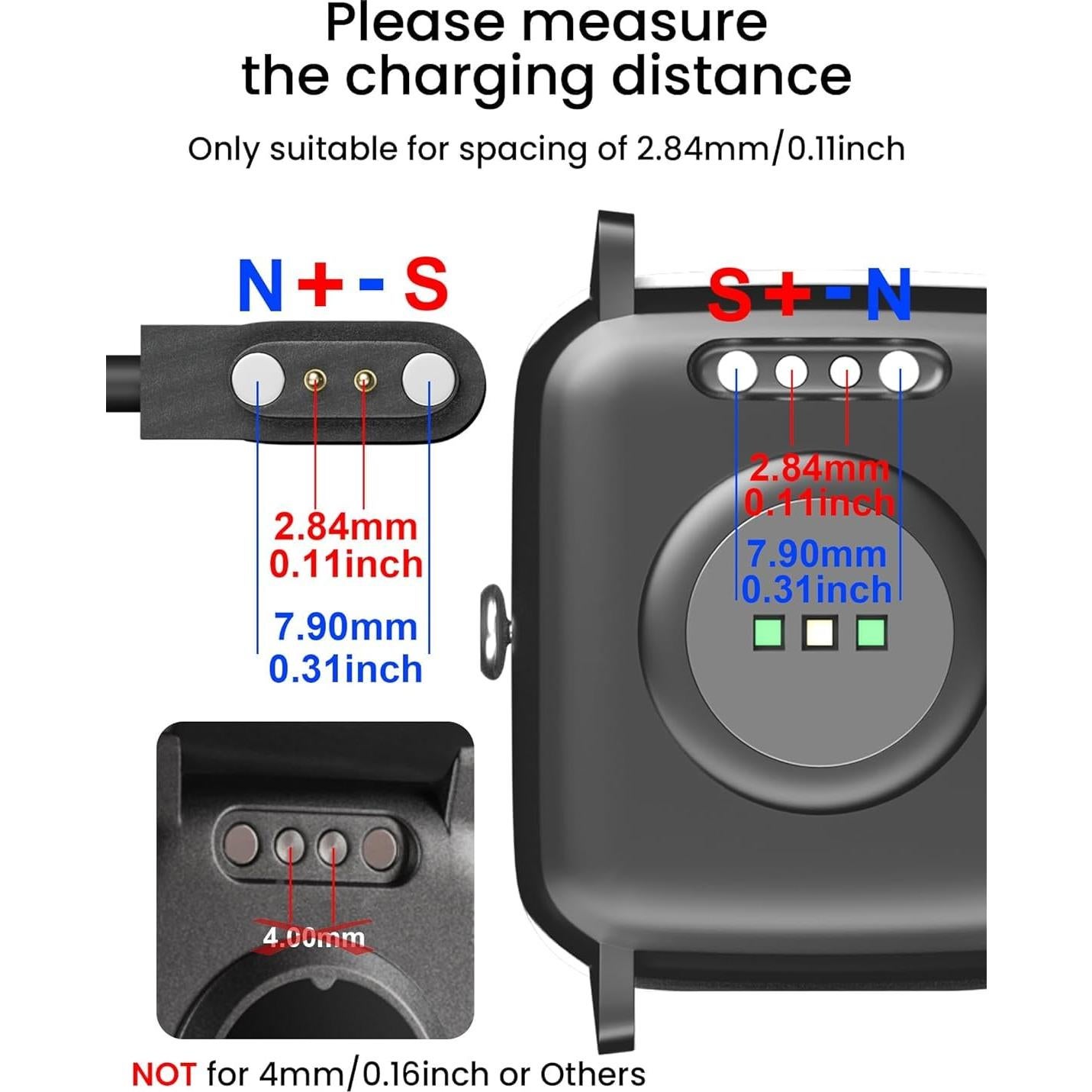 Cargador Magnético USB 2-Pack 1m para Reloj Letsfit YAMAY