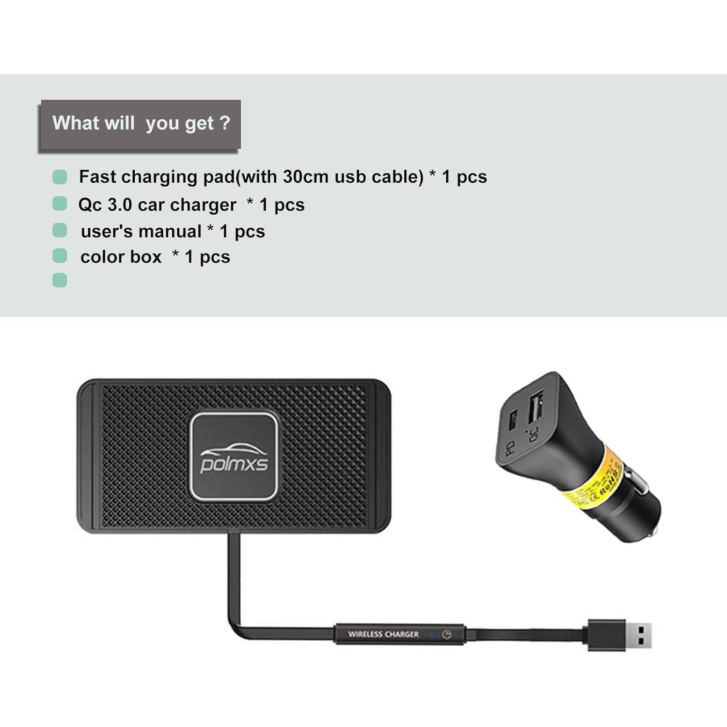 Cargador Inalámbrico Rápido 15W POLMXS C2Y para Coche