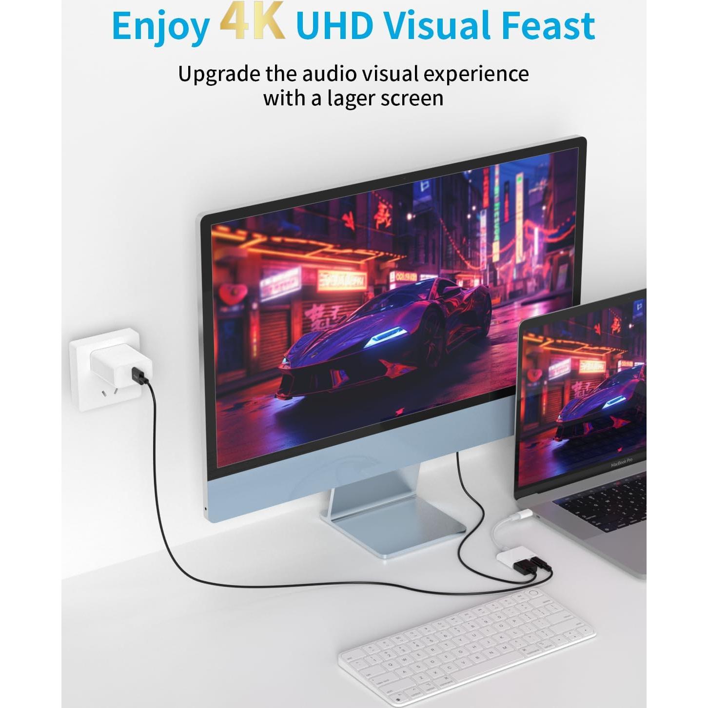 Apple MFi Certified USB C to HDMI Adapter, 4K UHD Type-C to HDMI Digital AV Converter with 100W PD Fast Charging & Screen Mirroring for iPhone 17/16/15, MacBook, iPad, iMac, Galaxy, Surface, Dell, HP