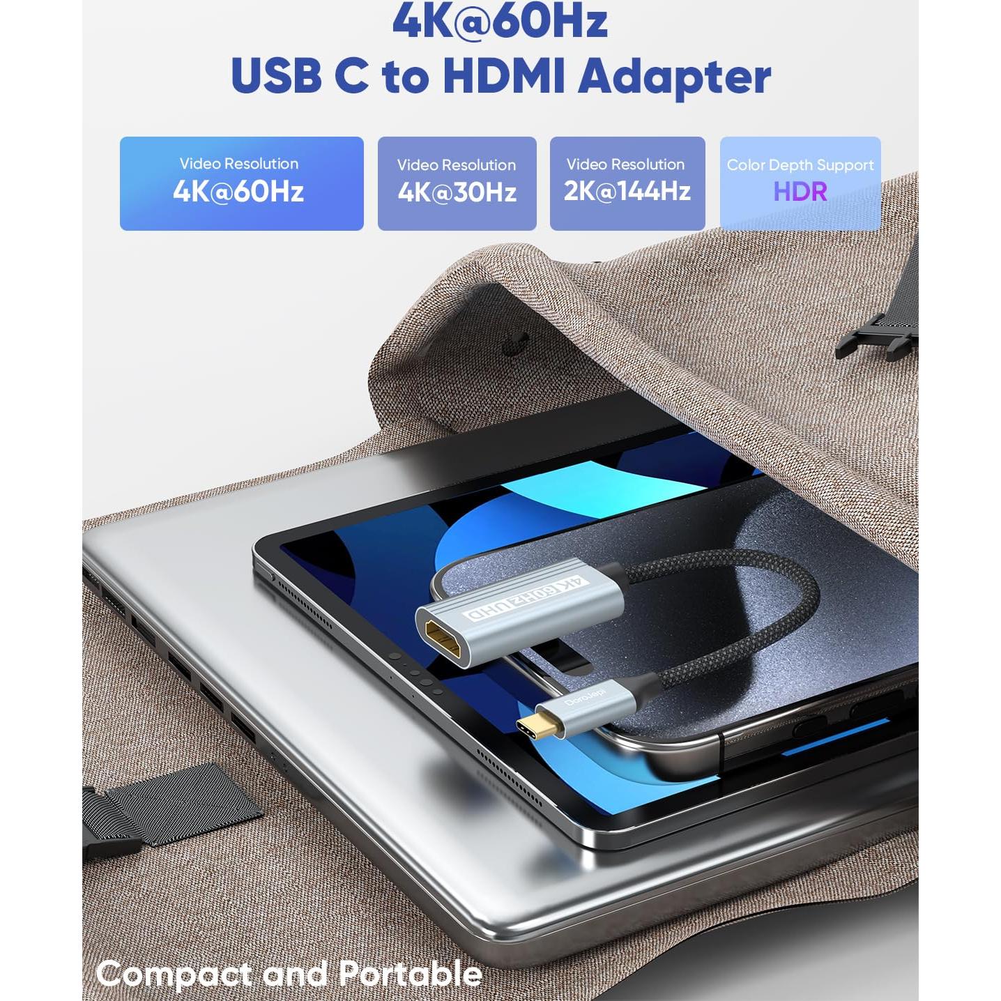 Adaptador USB C a HDMI 4K 60Hz DoroJepi para MacBook y iPhone