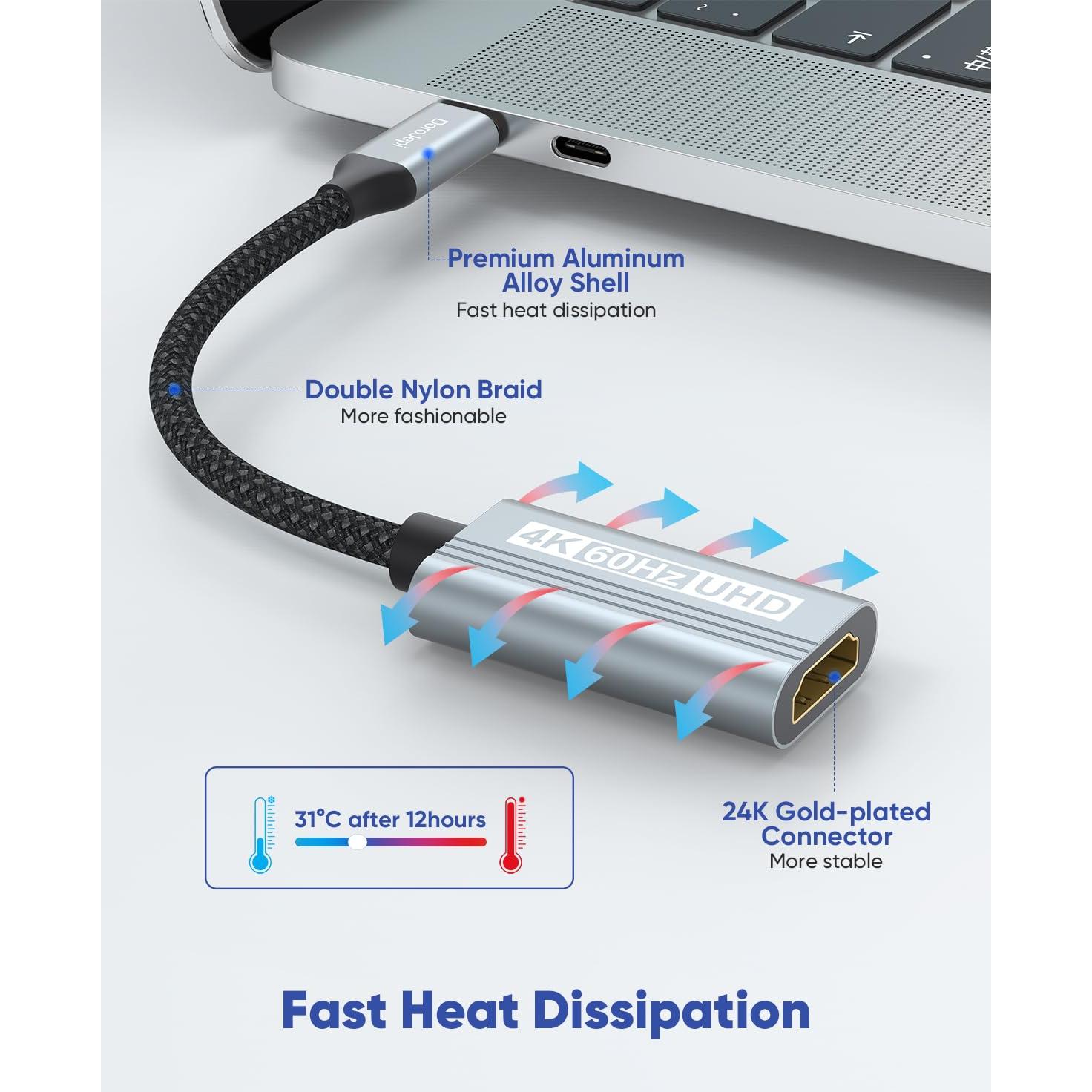 Adaptador USB C a HDMI 4K 60Hz DoroJepi para MacBook y iPhone