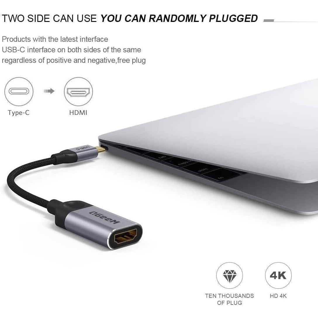 Adaptador QGeeM USB-C a HDMI 4K 30Hz para MacBook y iPhone