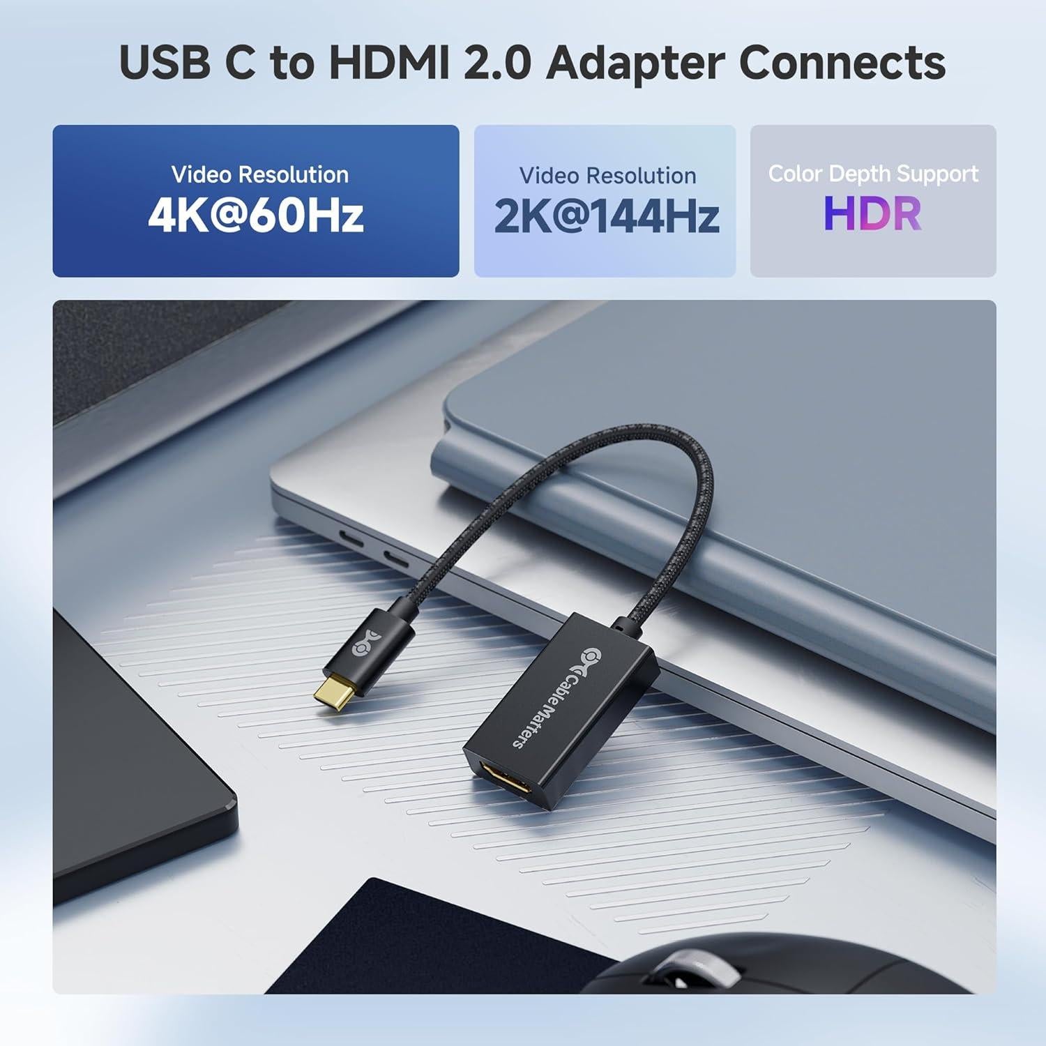 Adaptador USB C a HDMI 4K 60Hz Cable Matters Negro