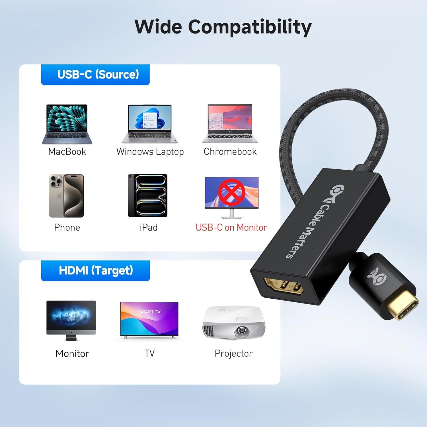 Adaptador USB C a HDMI 4K 60Hz Cable Matters Negro