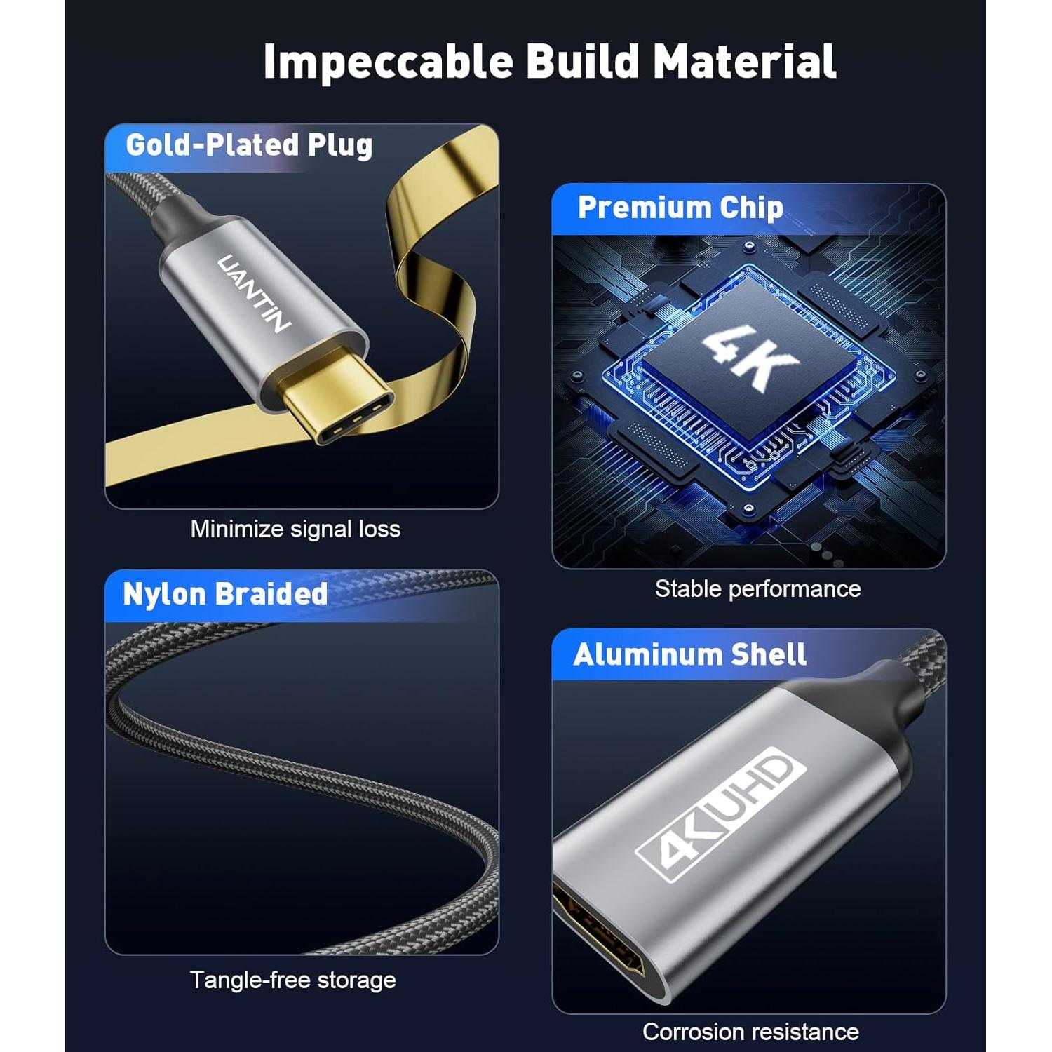 Adaptador USB C a HDMI UANTIN 4K 30Hz Compatible Thunderbolt